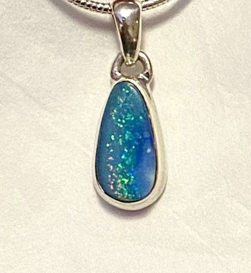 Natural Australian Opal Pendant 7/8” 925 Sterling Silver 🌹