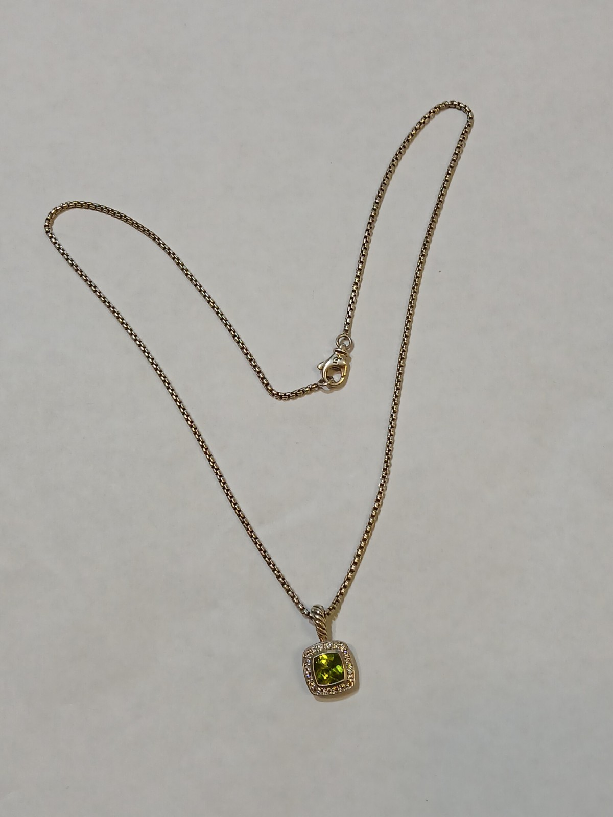 DAVID YURMAN Albion Sterling Silver Peridot Diamond 18″ Pendant Necklace