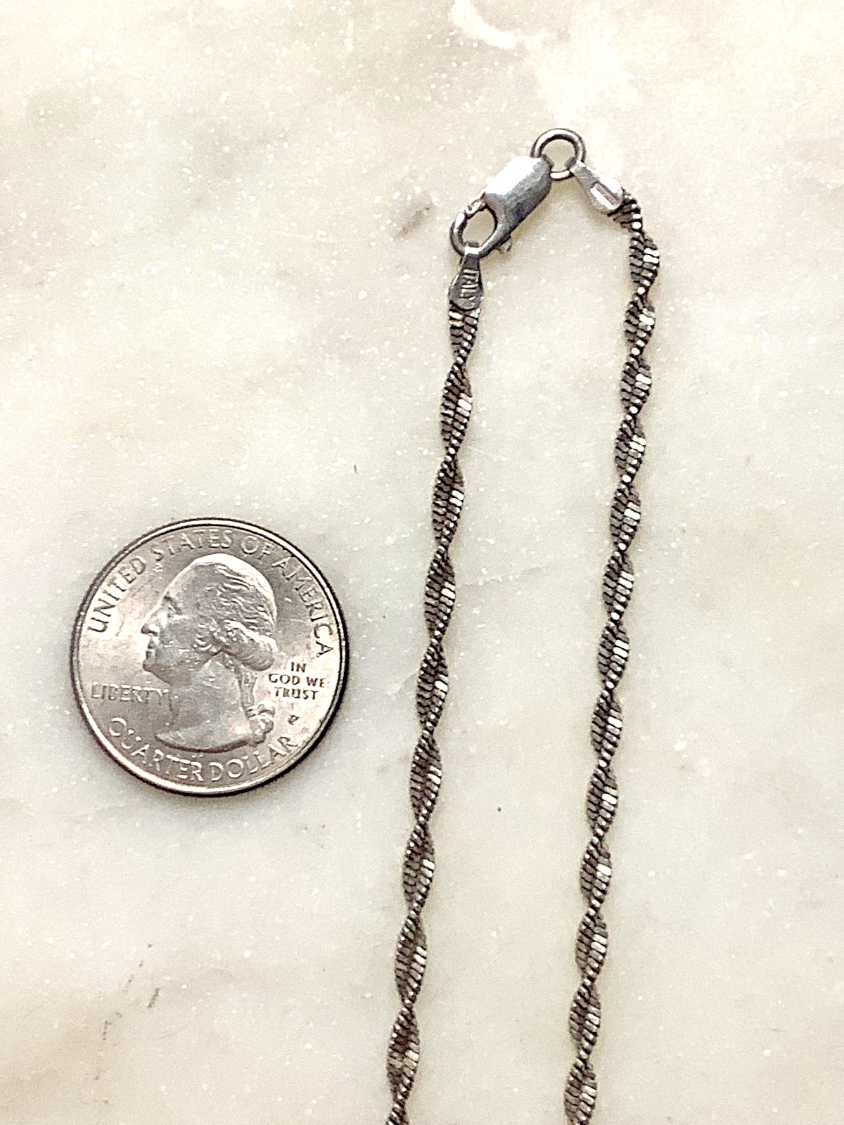 Sterling Necklace Chain 925 Silver Twisted Singapore Link 18″ Italy Signed