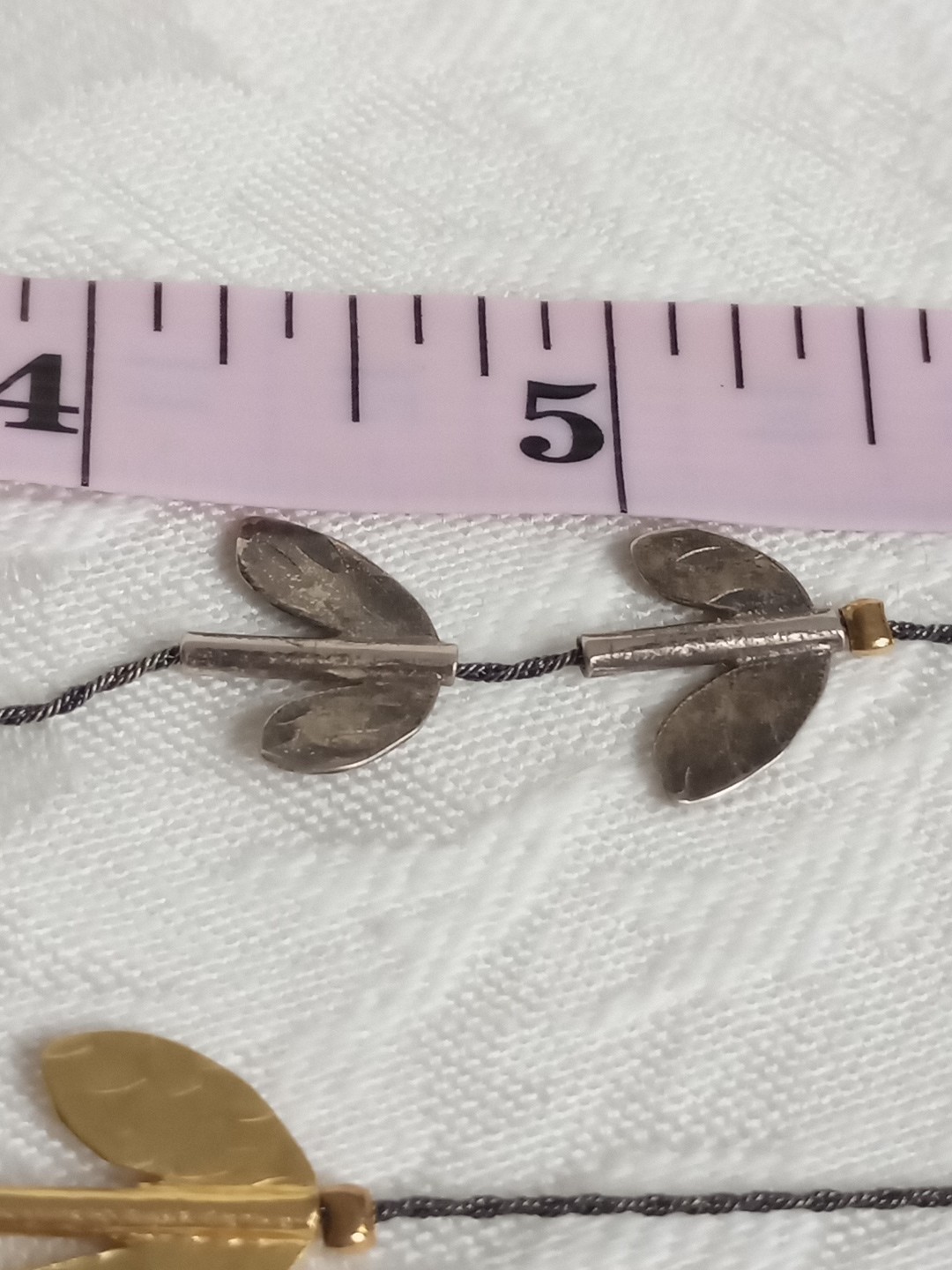 32 In GRAS 925 Golden Leaves Slide Pendant Necklace Two Toned Gold Plated 18K