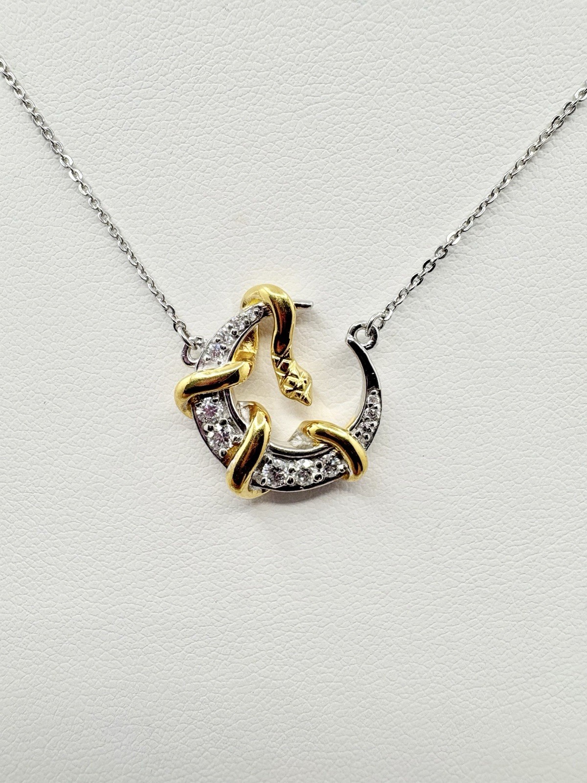 Snake Serpent Necklace Sterling Silver Moissanite 0.35 ctw 18-20 in D’Joy