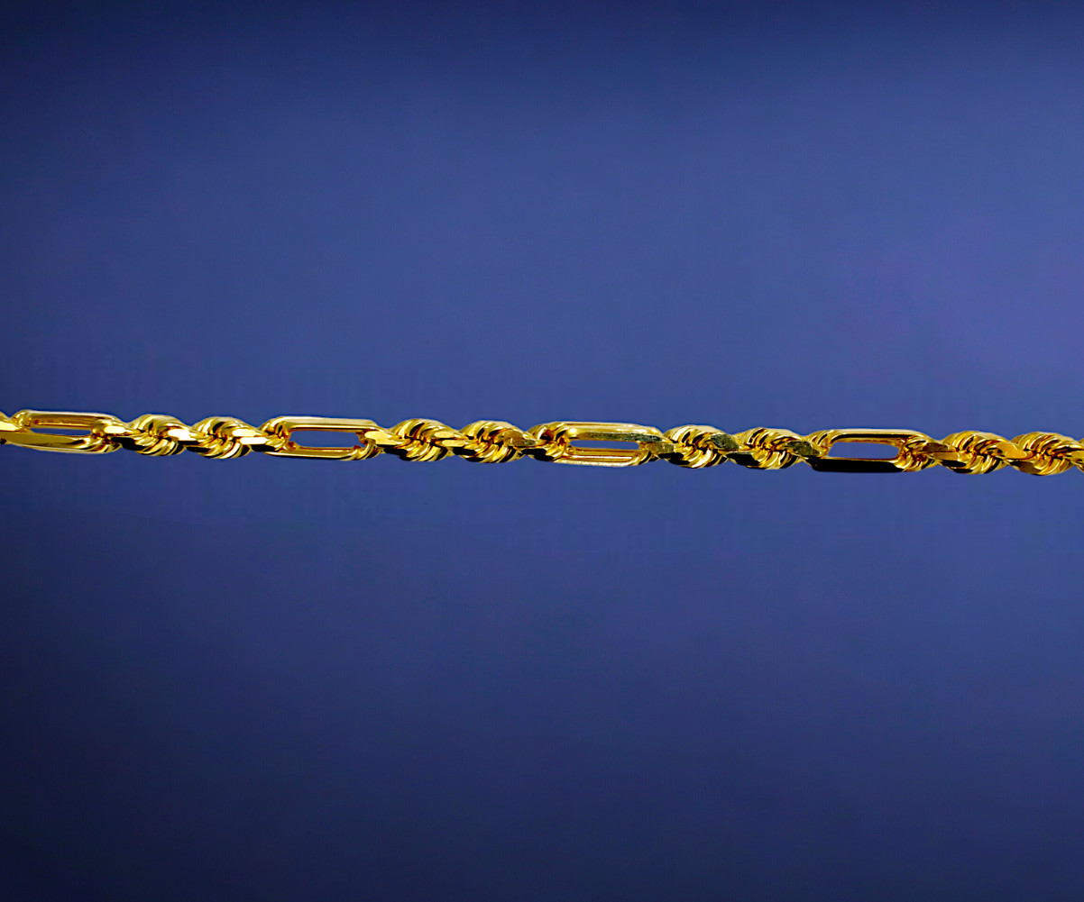14K Yellow Gold SOLID Milano Figaro Rope Chain Necklace Diamond Cut Real 2mm-8mm