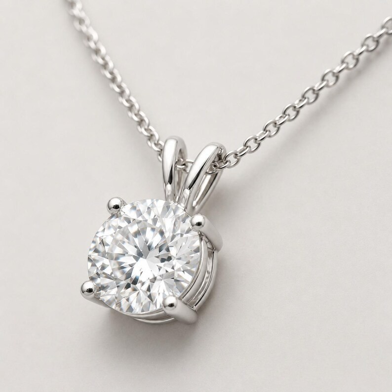 5.00 Ct Round-Cut EF/VS1 Lab Grown Diamond Necklaces & Pendants 14K White Gold
