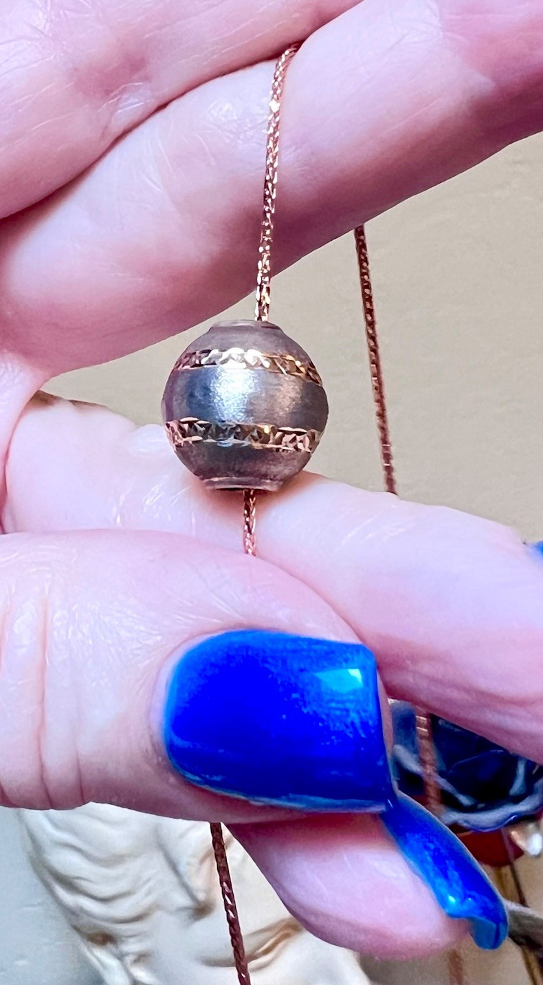 BEAUTIFUL Designer 14 Kt. Rose, Yellow & White Gold Engraved Ball/Bead Necklace