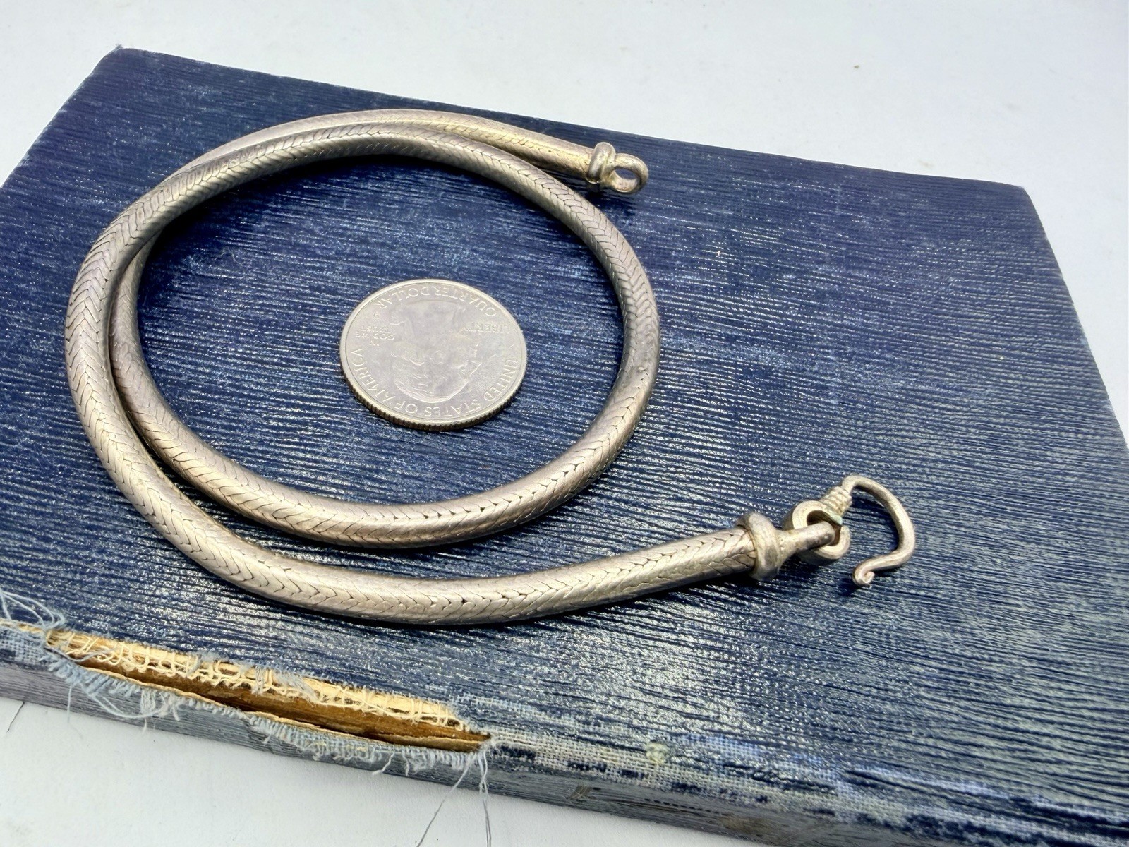 Vintage Sterling Silver Foxtail Snake Weave Chain Necklace Heavy 64 Grams 17” PN