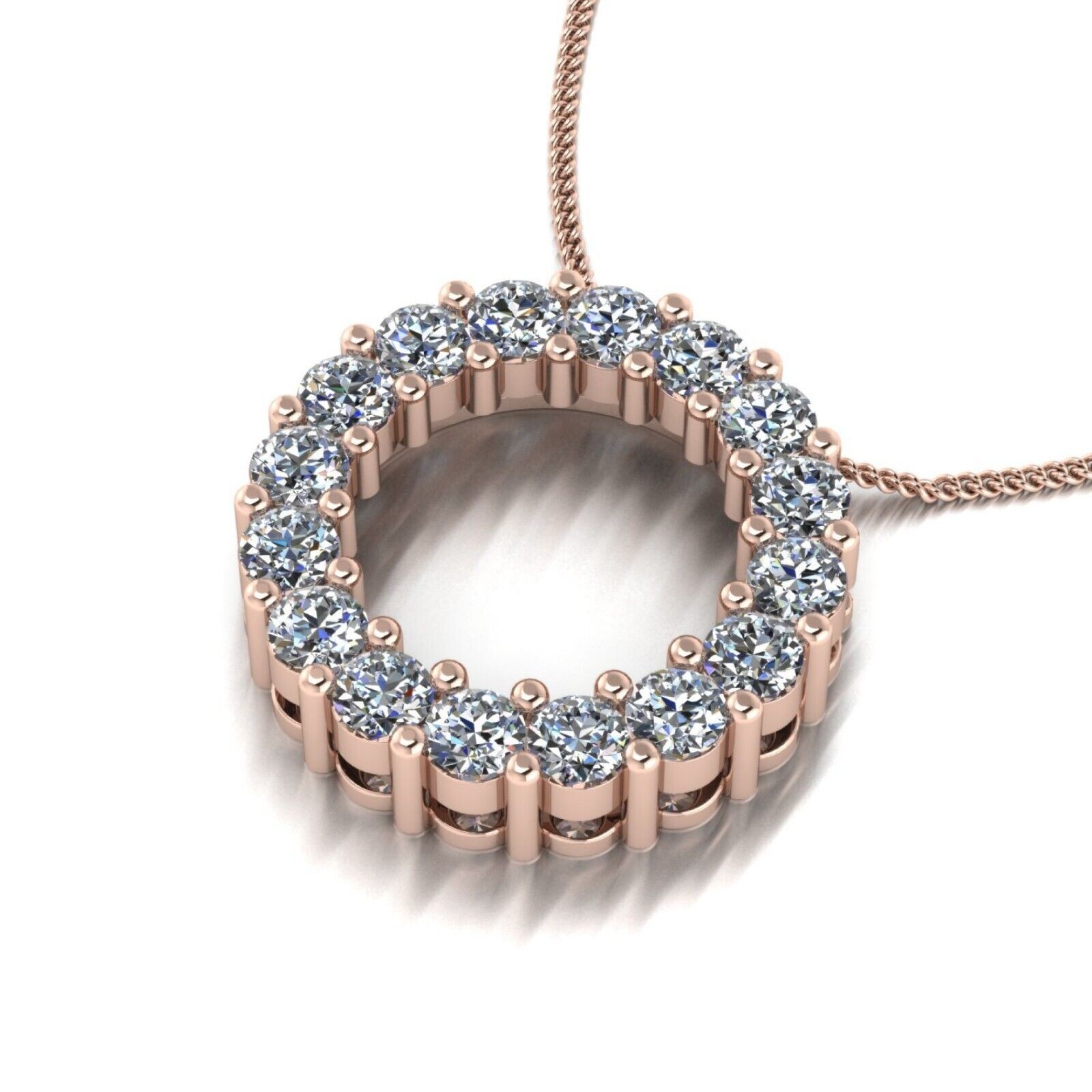 Diamond Womens Pendant GLI HRD Round 1 Carat Lab Created 18k Rose Gold Necklaces