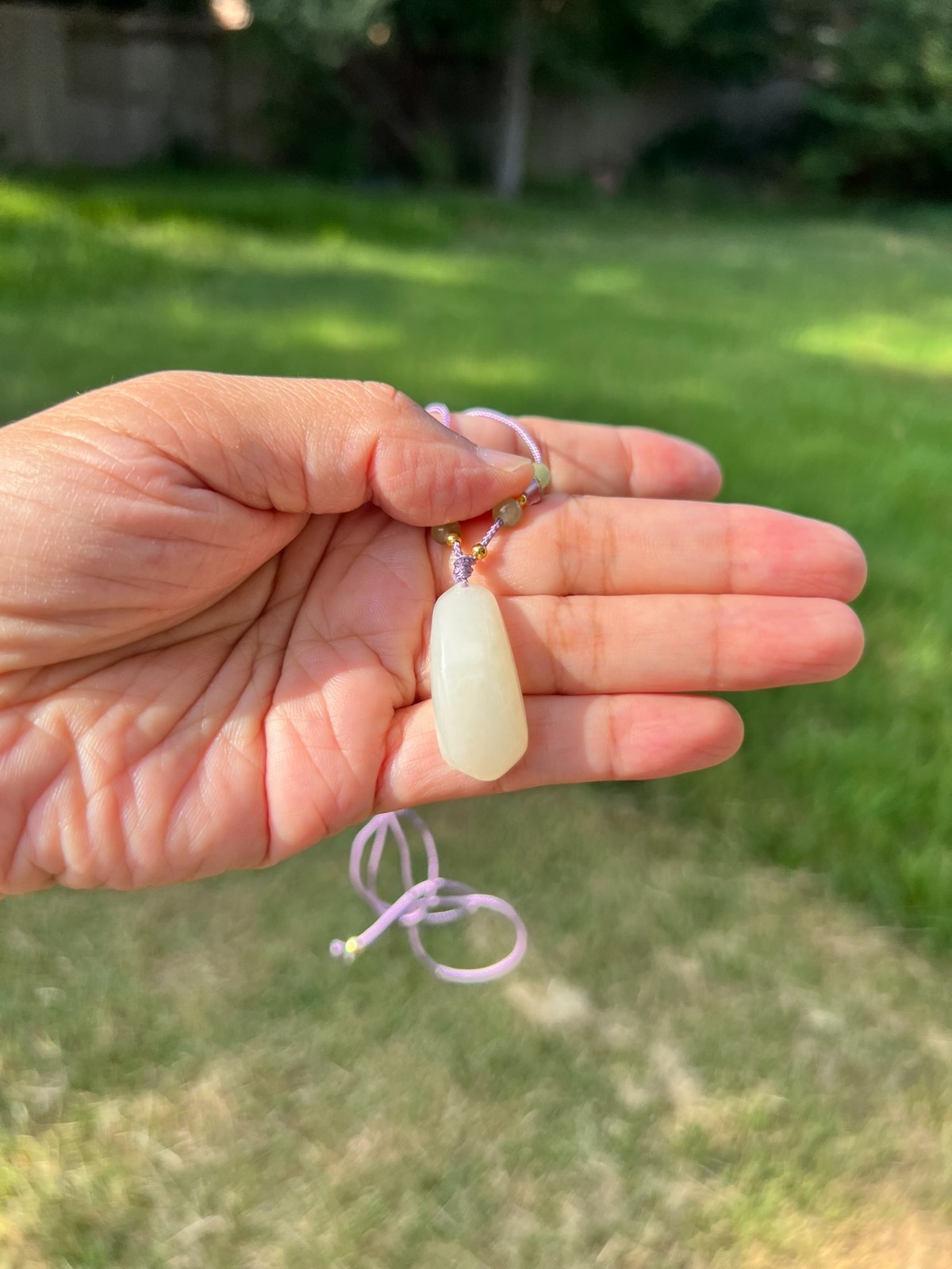 Creamy Fine White Genuine Natural Nephrite Jade Pendant H220 b3