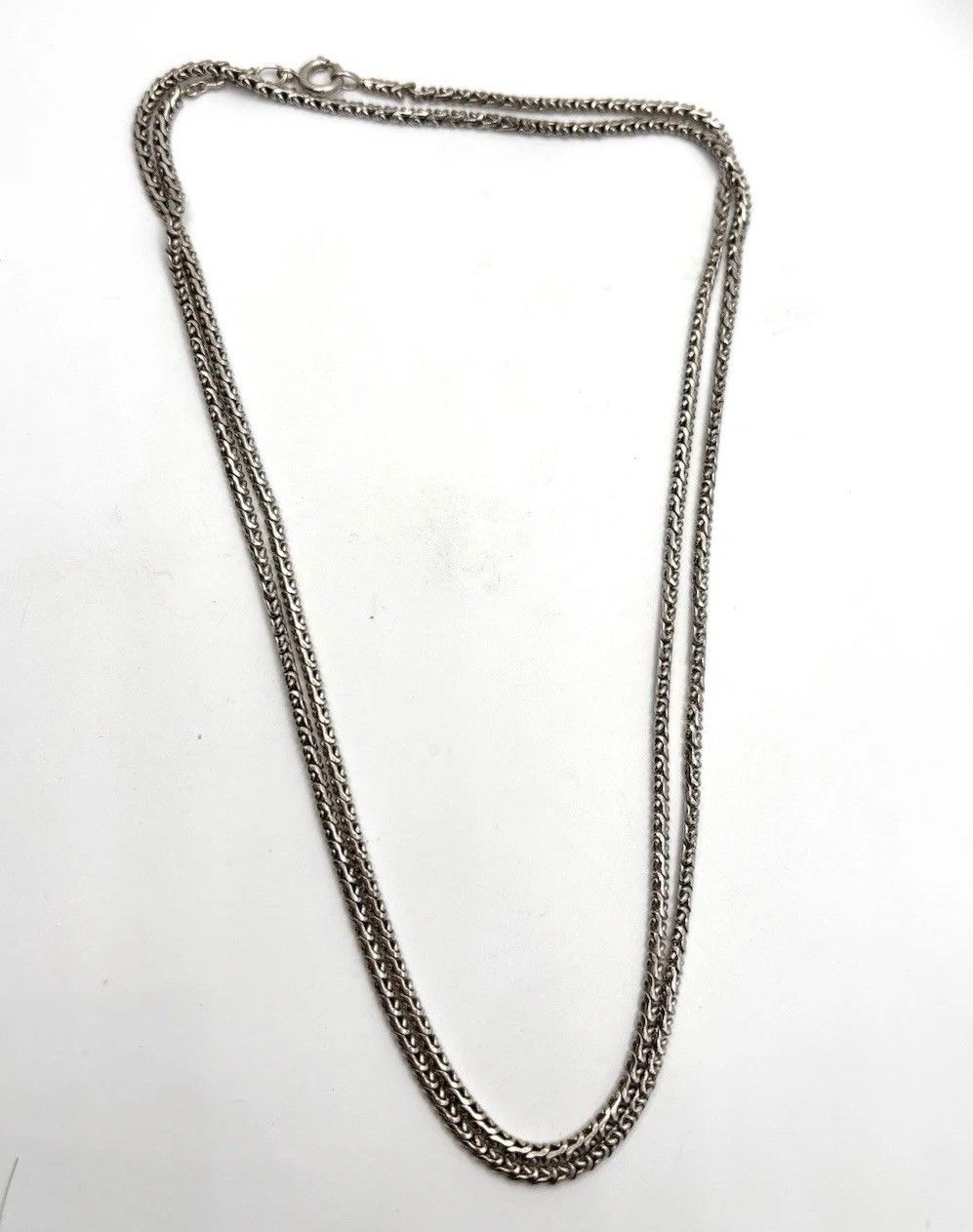 Vintage 835 German Silver 2.2mm Byzantine Wheat Chain Link Necklace 37”