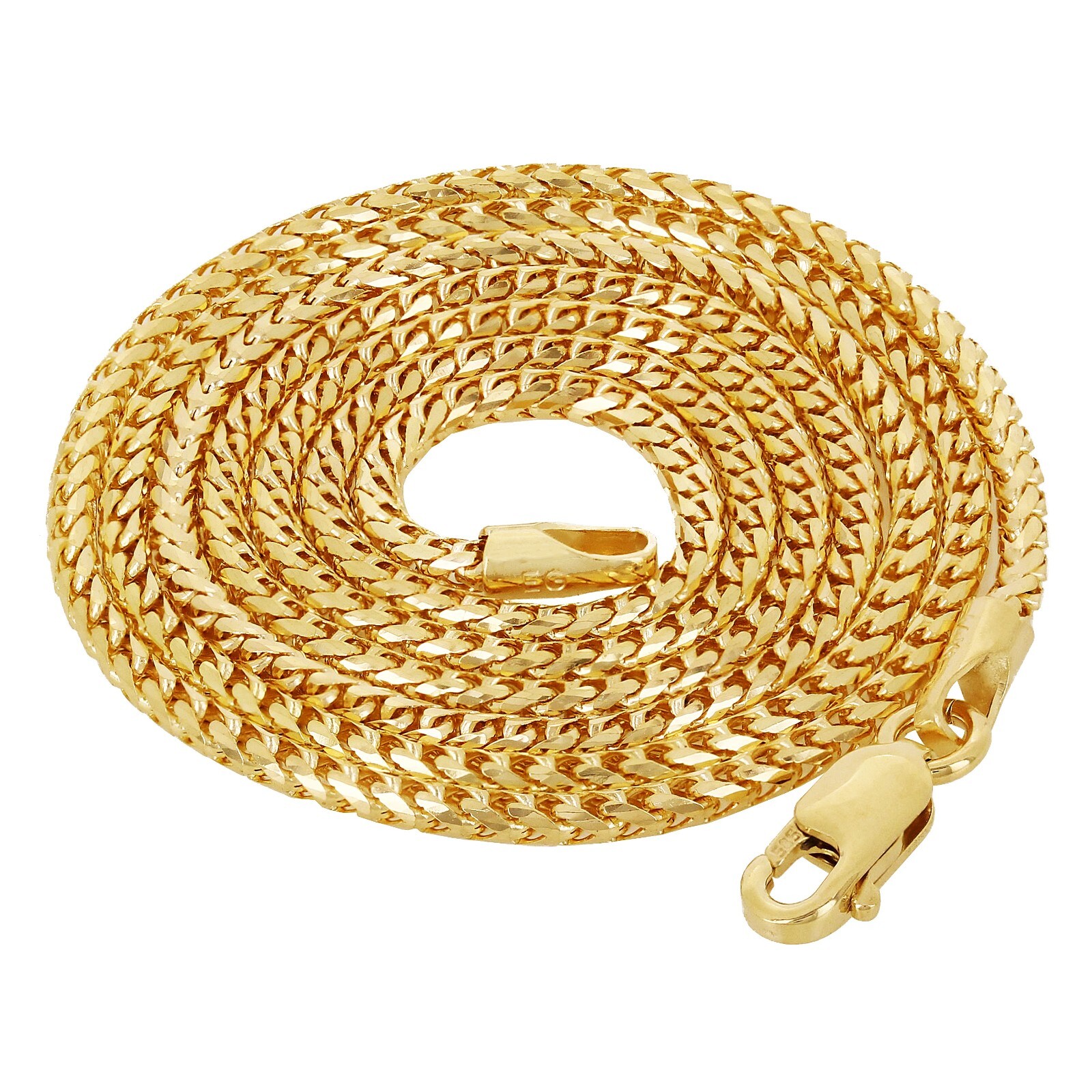 14k Yellow Gold Solid Diamond Cut Franco Chain Necklace 22″ 1.5mm 7.8 grams