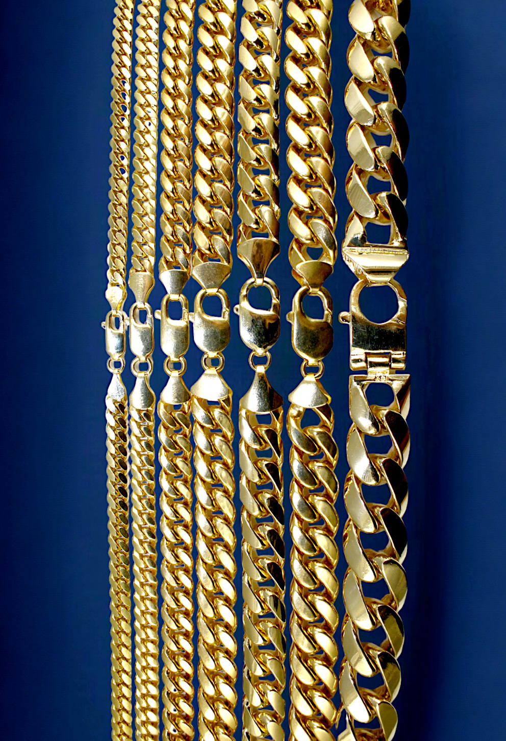 14K Yellow Gold SOLID Miami Cuban Necklace Bracelet Chain 2mm-12mm 7″-30″