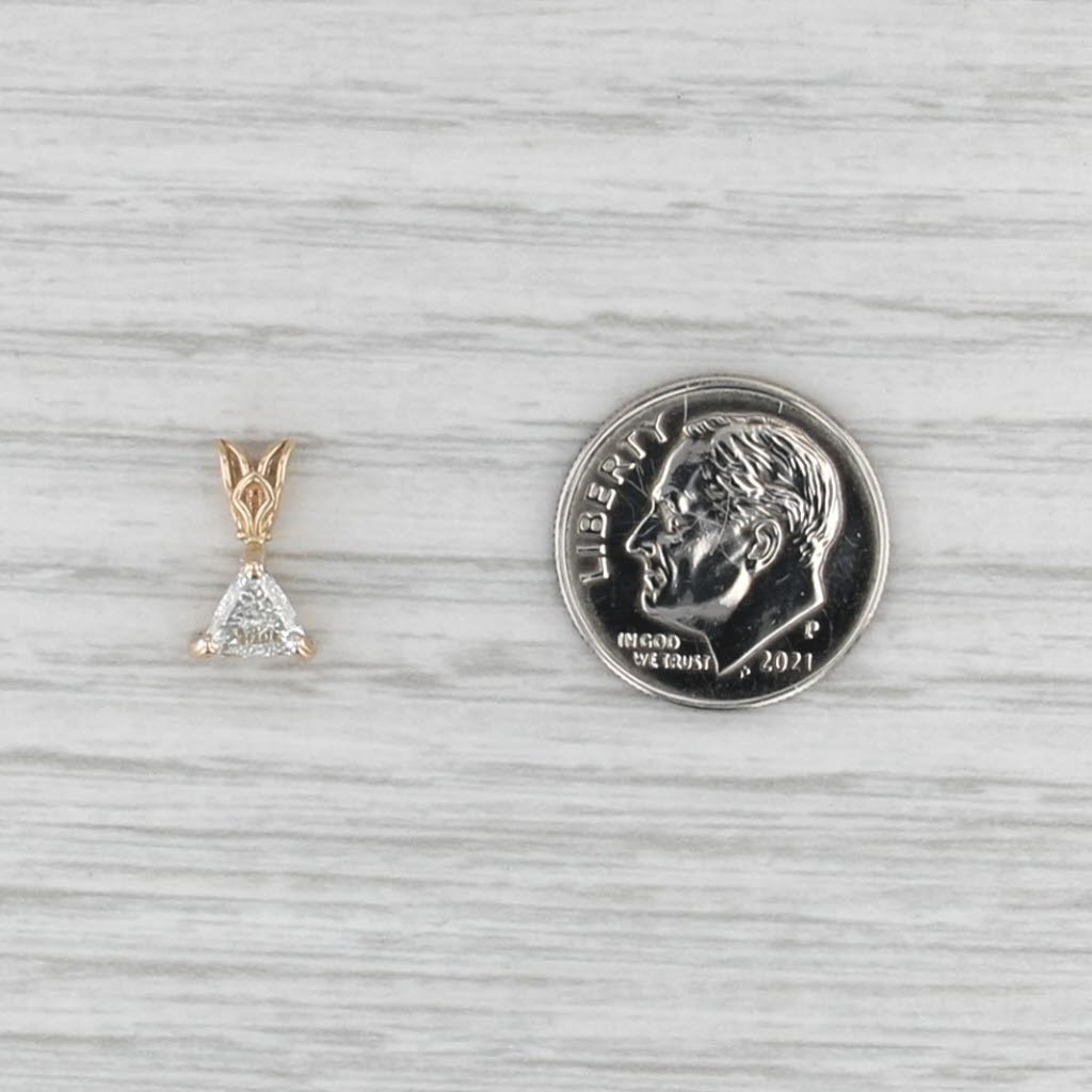 0.50ct Trillion Solitaire Pendant 14k Yellow Gold Small Drop