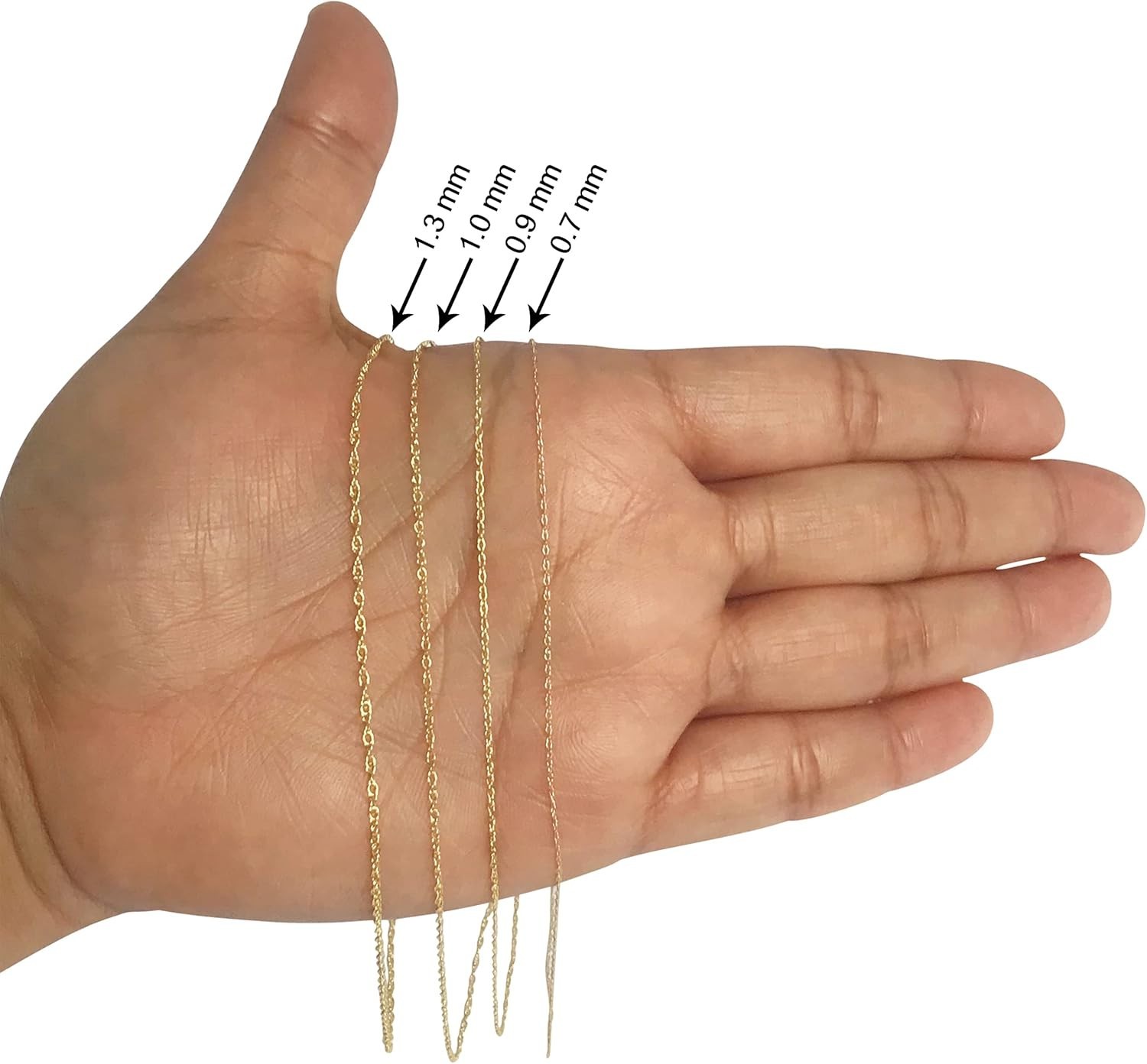 Womens Classic Rope Chain – 10K Yellow Gold Barely-There Necklace, Thin Lightwei