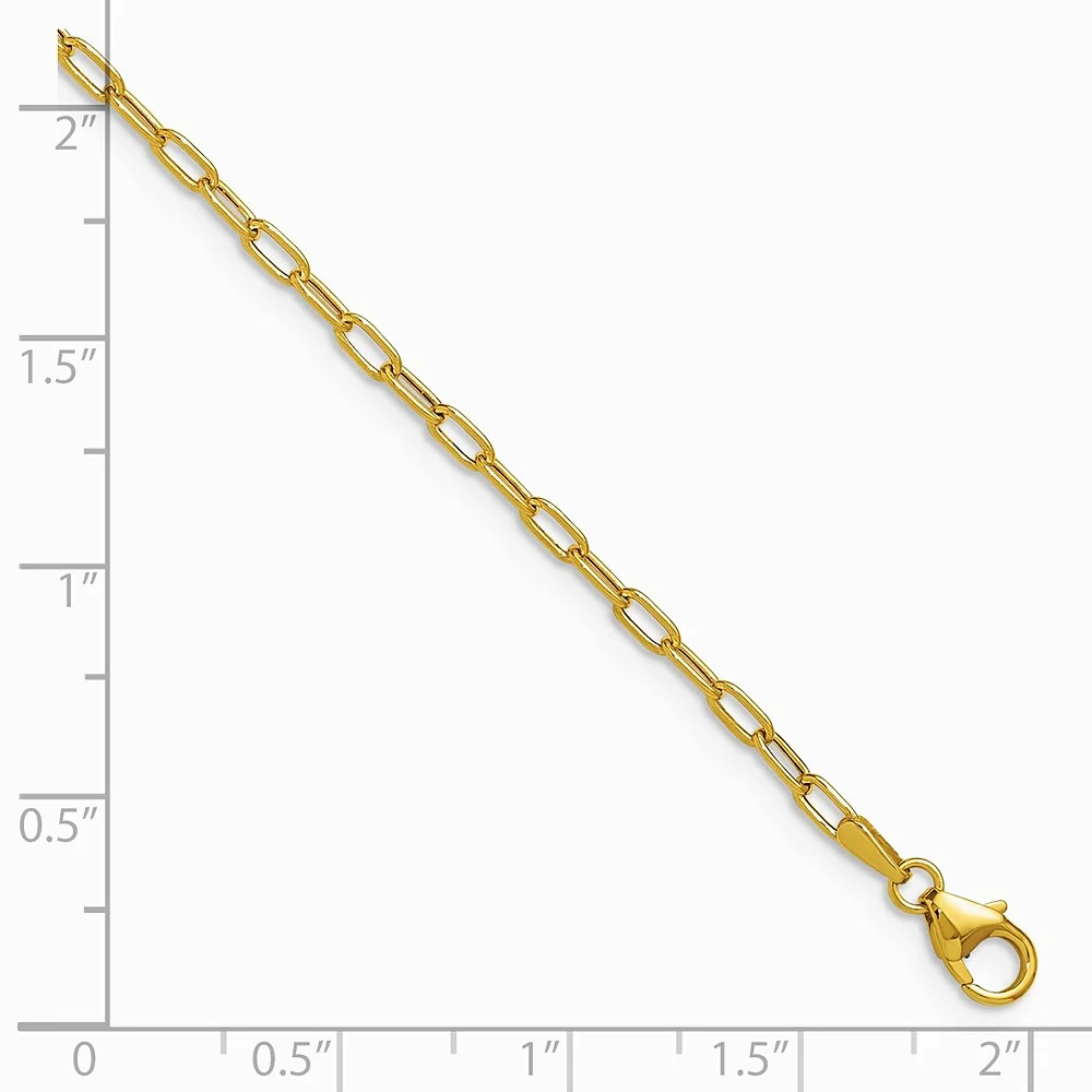 14K Yellow Gold 2.2mm Semi-Solid Paperclip Chain Necklace 16″-24″