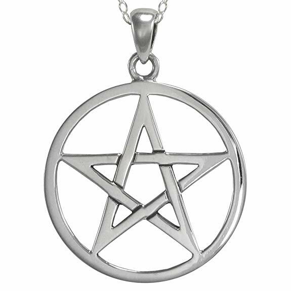 Solid 925 Sterling Silver Pentacle Necklace Pentagram Wicca Jewelry (16-30″)
