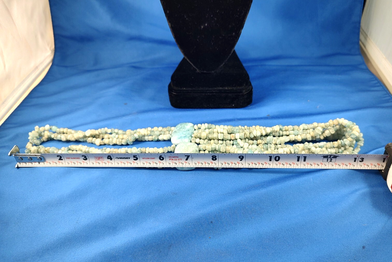 Natural Aquamarine Stone and Bead Multi-Strand Necklace Signed 925 RB