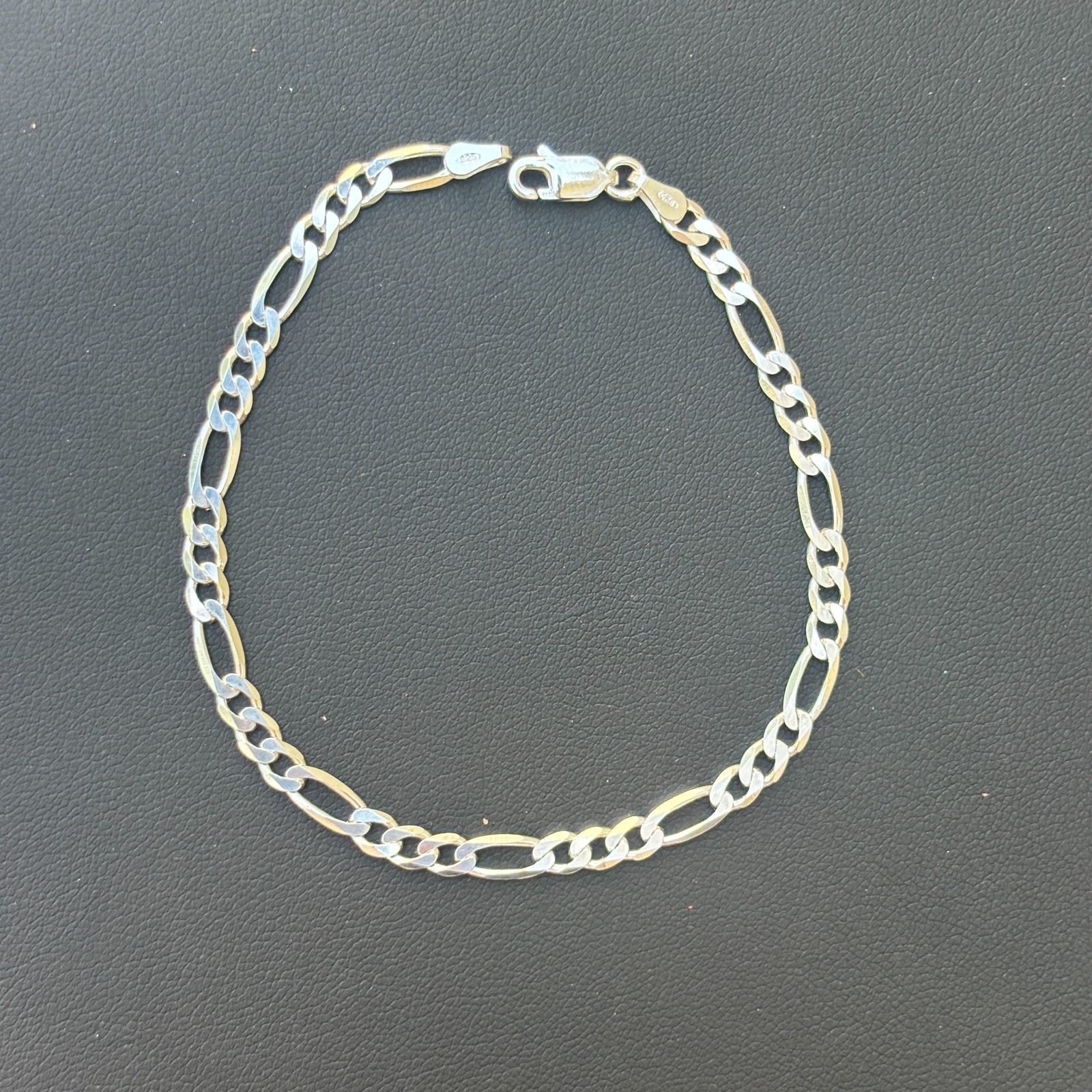4mm Figaro Bracelet Link – Real Solid 925 Sterling Silver Or 14k Gold Vermeil