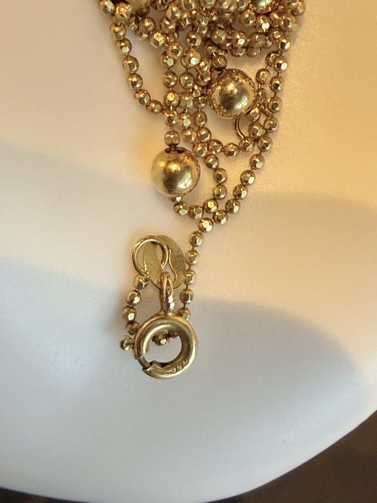 Vintage Solid 18K Yellow Gold Italian Ball Station Necklace – 18″ 3.78g 750
