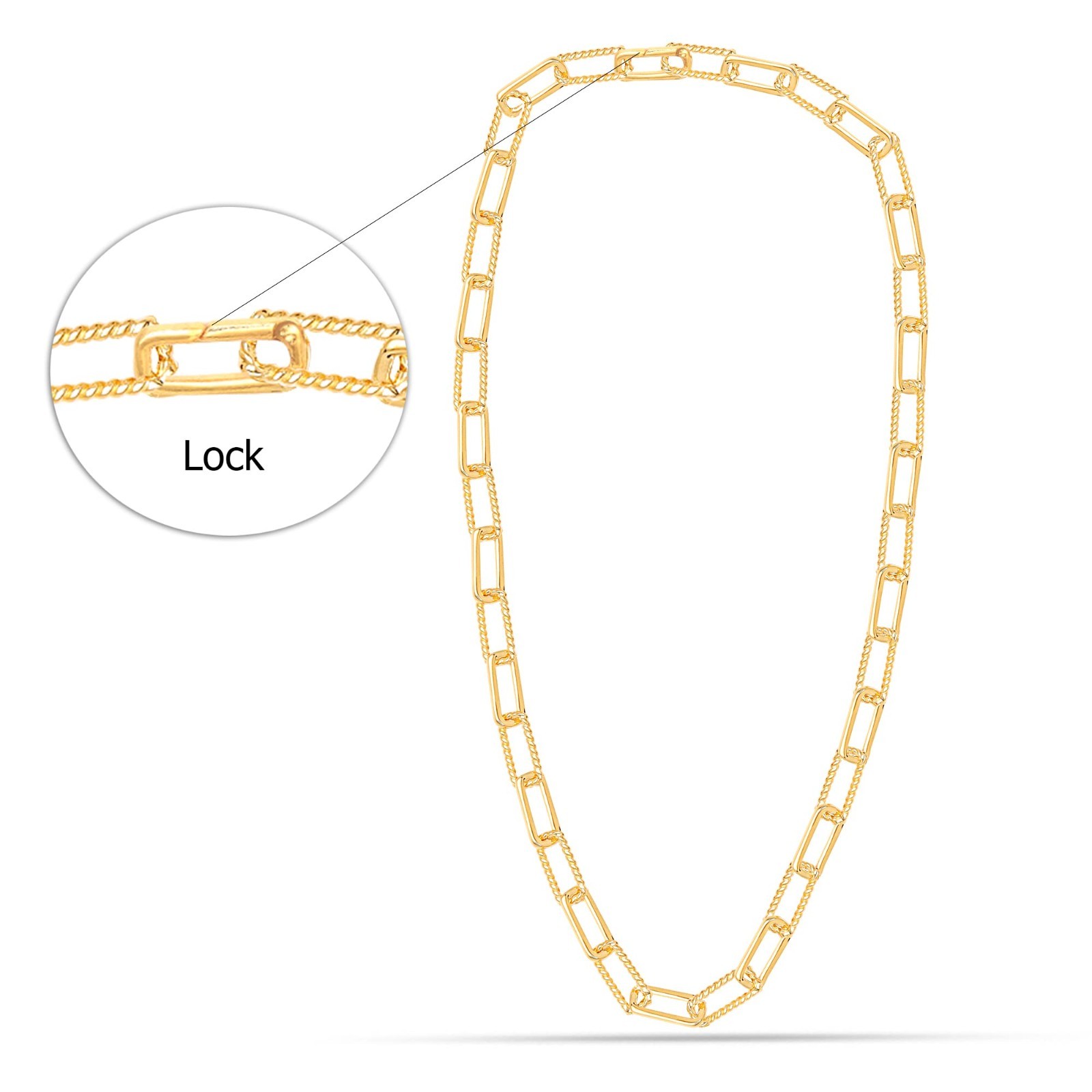 925 Sterling Silver Gold-Plated PaperClip Link Chain Necklace for Women 18 In