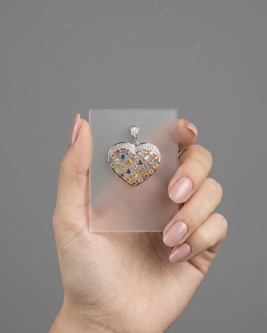 Top Natural Multi Sapphire Stone Pendant From SriLanka Stone Hearts Shape