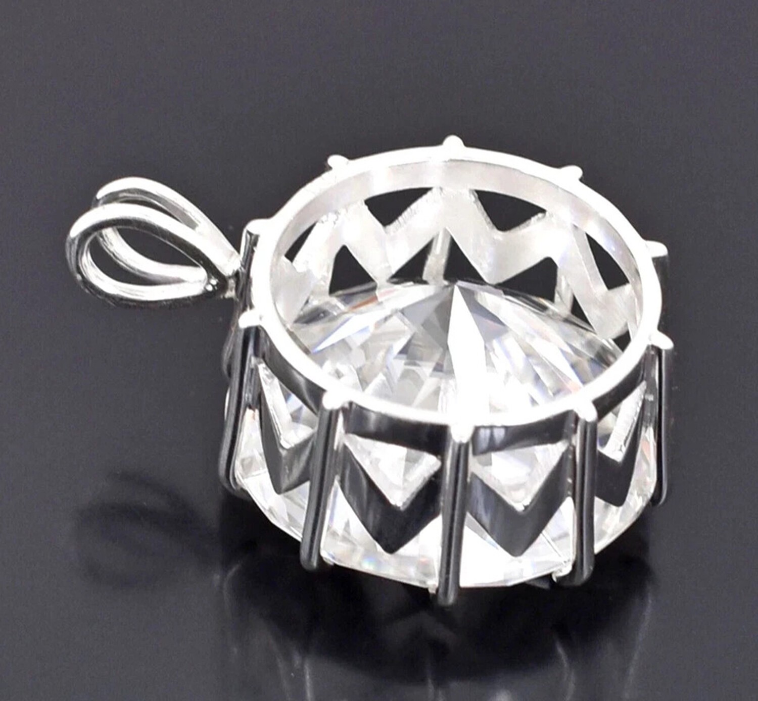 Birthday Gift 25 Ct Round Cut Lab Grown Diamond Statement Necklace 925 Silver