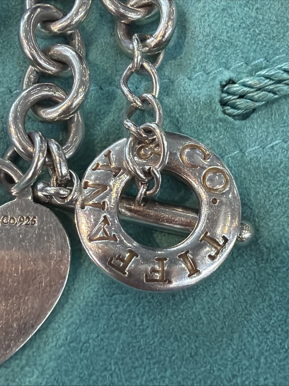 Authentic Tiffany & Co. Return to Tiffany Heart Tag Toggle Necklace 16” W/ Pouch