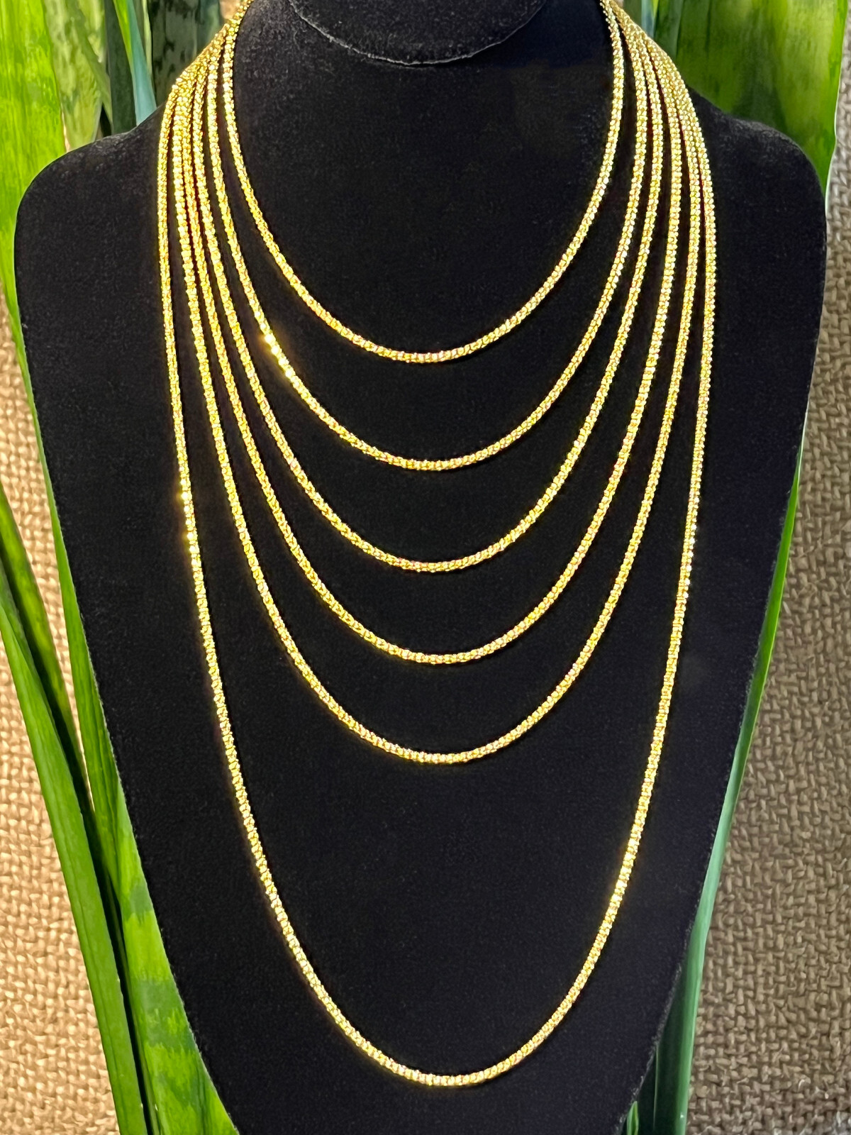 925 Sterling Silver Gold-Plated Diamond Cut Popcorn Chain Necklace Italy