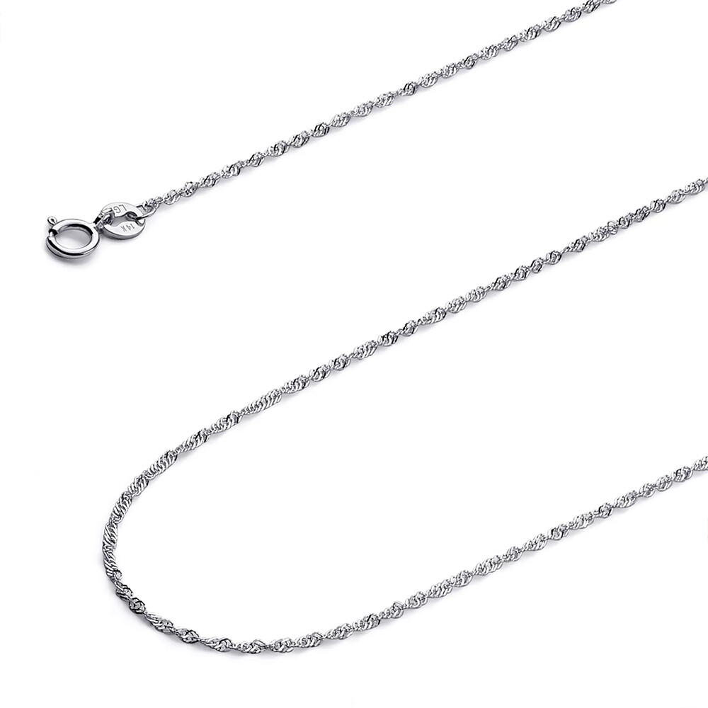 Solid 14k Gold Singapore rope chain Necklace Made in Italy All lengths