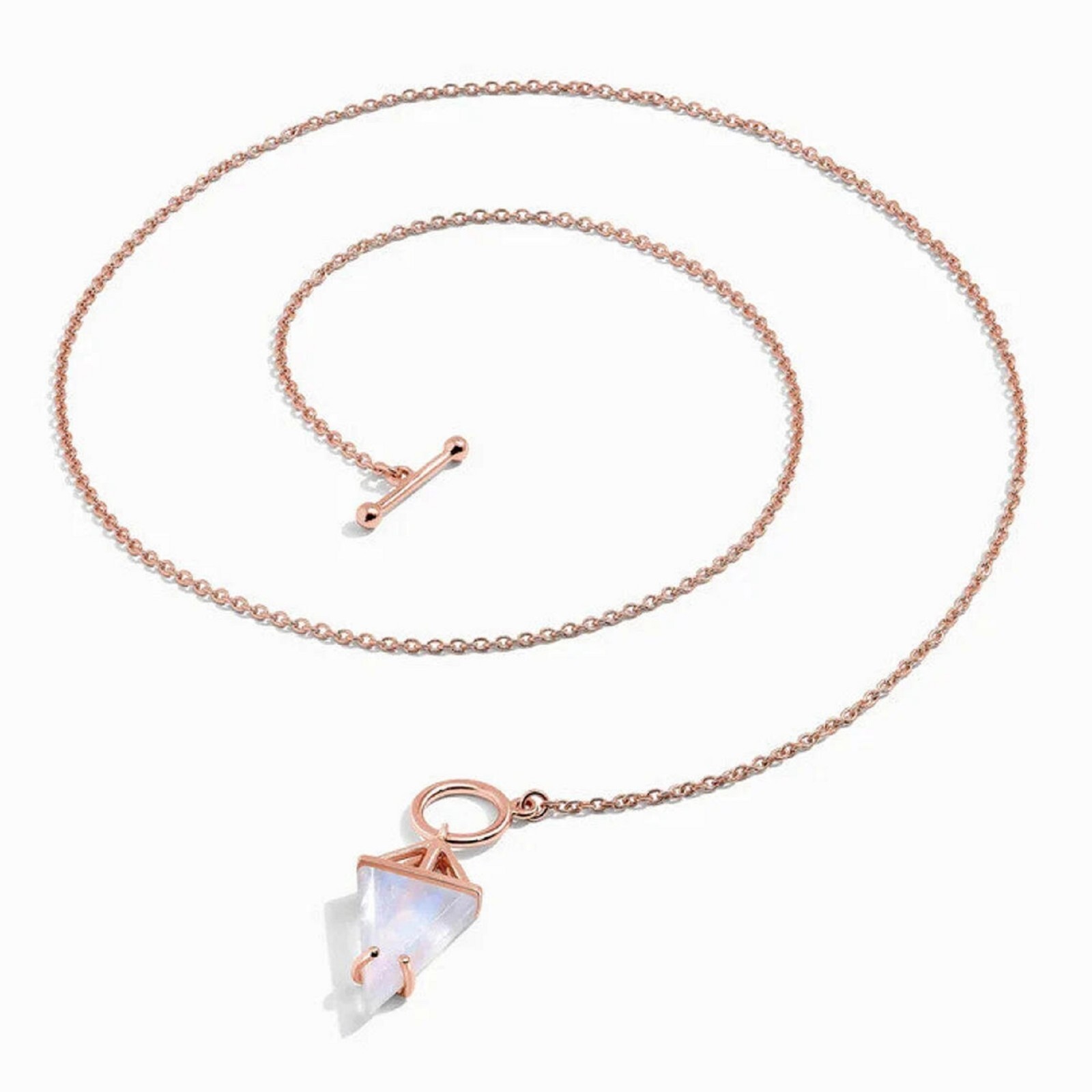Rainbow Moonstone Necklace Silver Handmade Minimalist June Birthstone Pendant