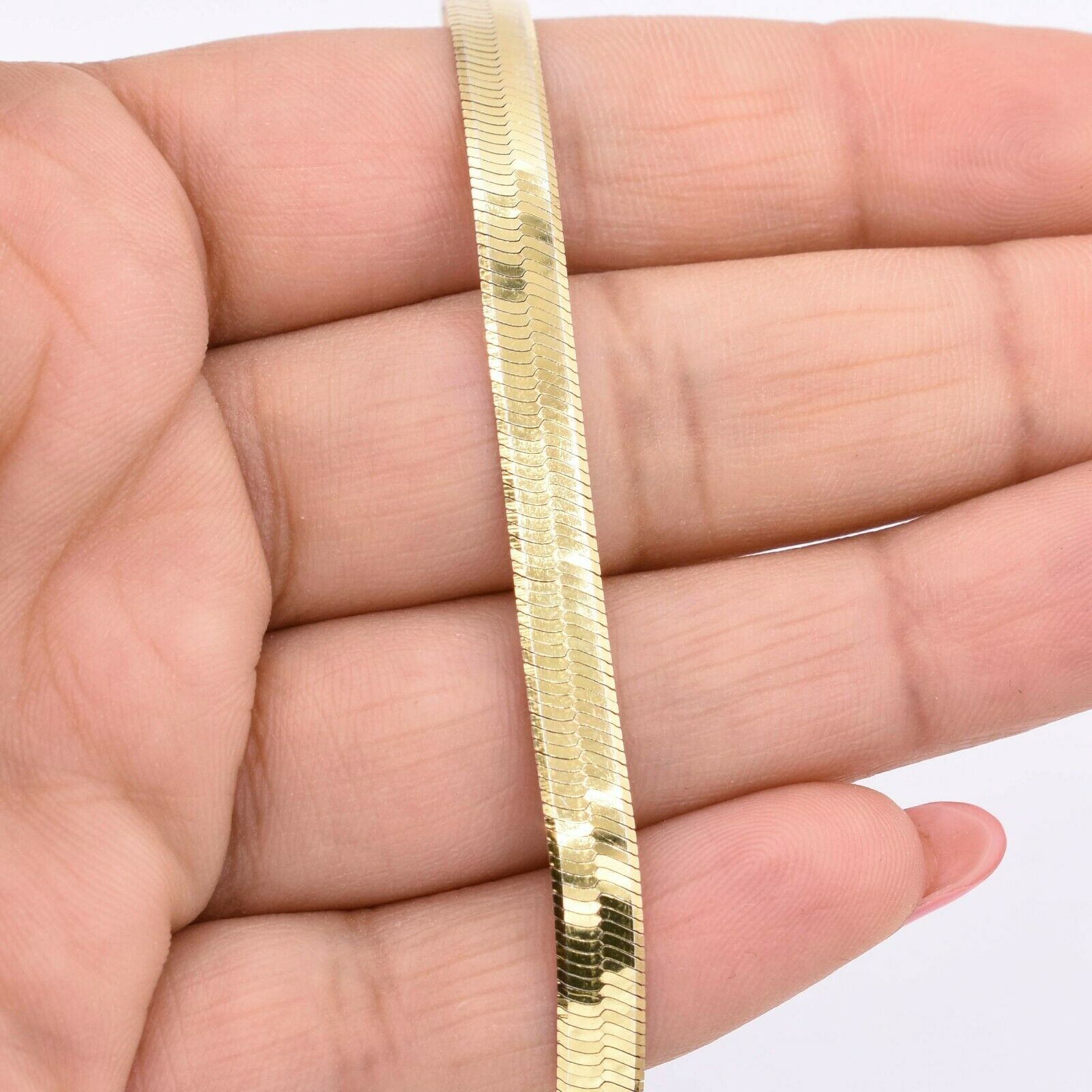 5.5mm Reversible Herringbone Necklace Real Solid Sterling Silver 925 Italy
