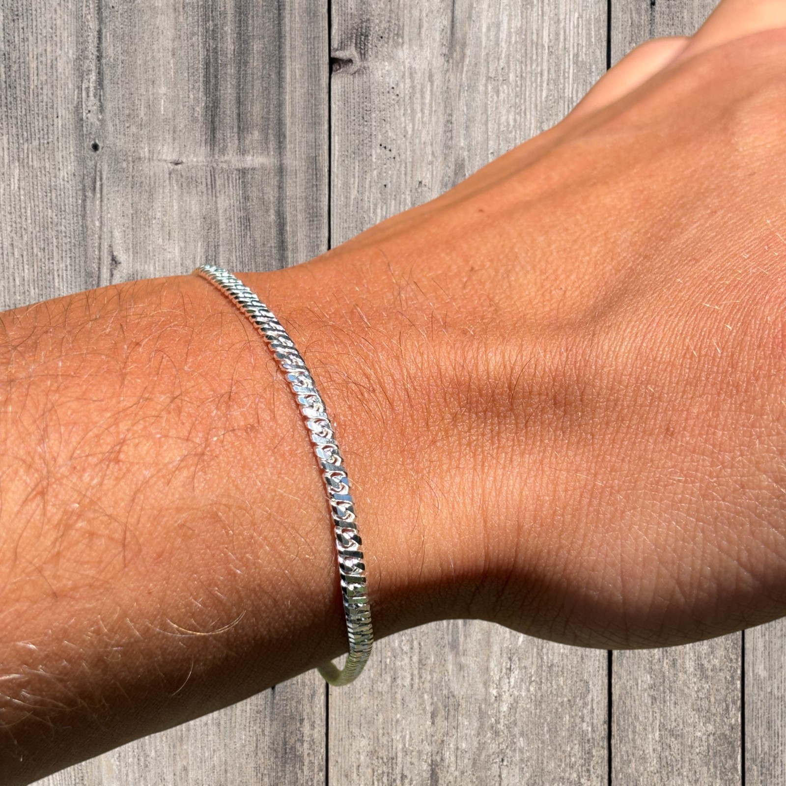 2.5mm Dollar Link Bracelet – Real Solid 925 Sterling Silver MADE IN ITALY