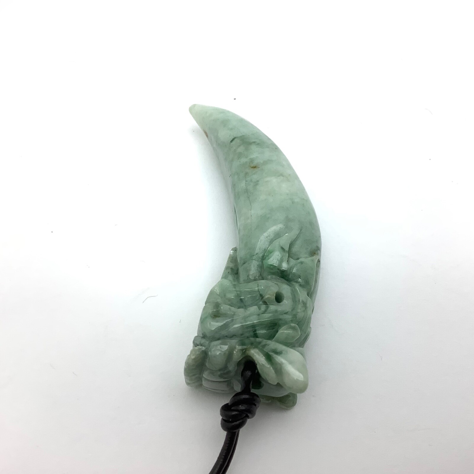 Burmese Jade Dragon Tooth Pendant Green Jadeite Jade Necklace Burma Myanmar