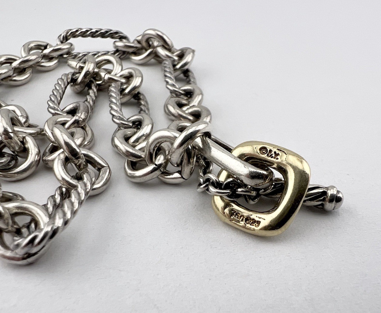 David Yurman Sterling Silver & 18K Yellow Gold Madison Toggle Chain Necklace