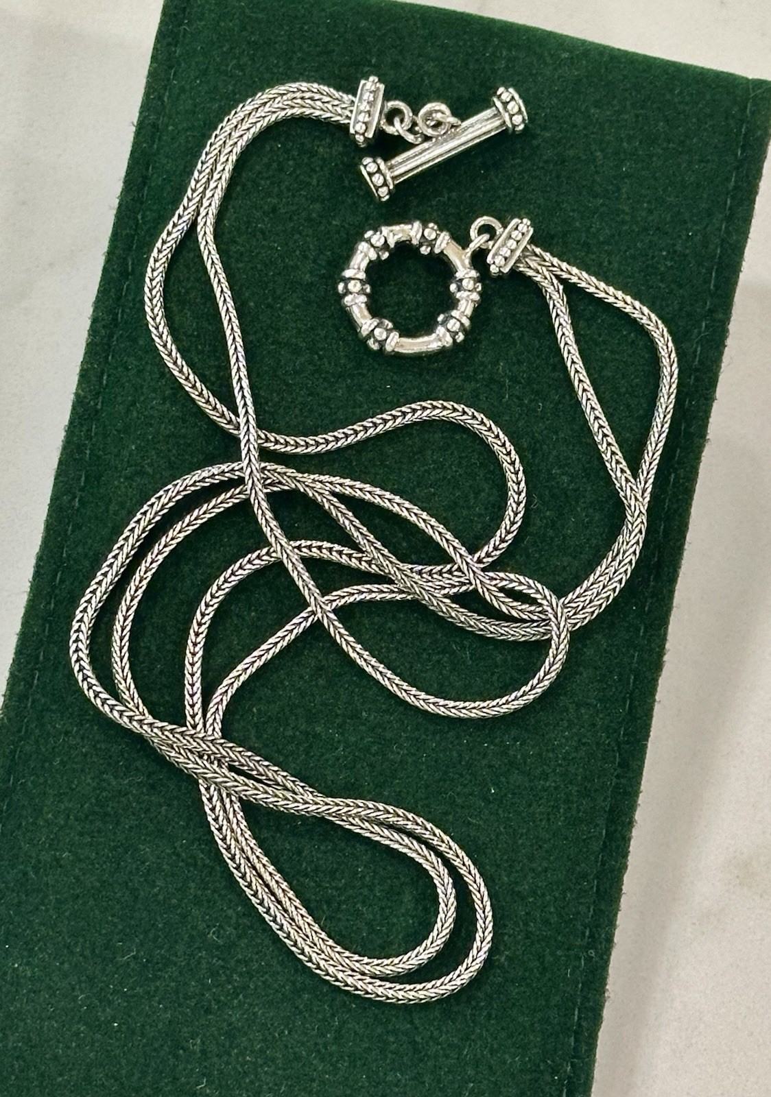 925 Sterling Silver Double Row Foxtail* 16” Necklace/Chain w/ Toggle Clasp, 17g.