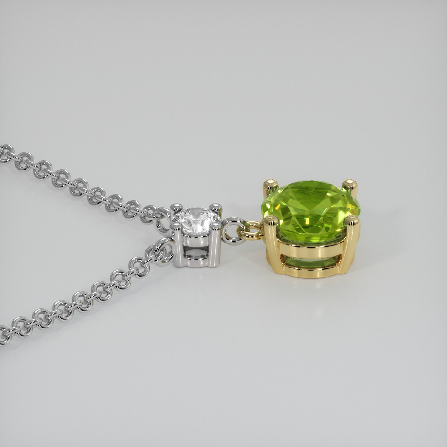 Pakistan Round Green Peridot 18K Yellow & White Necklace 1.31CT
