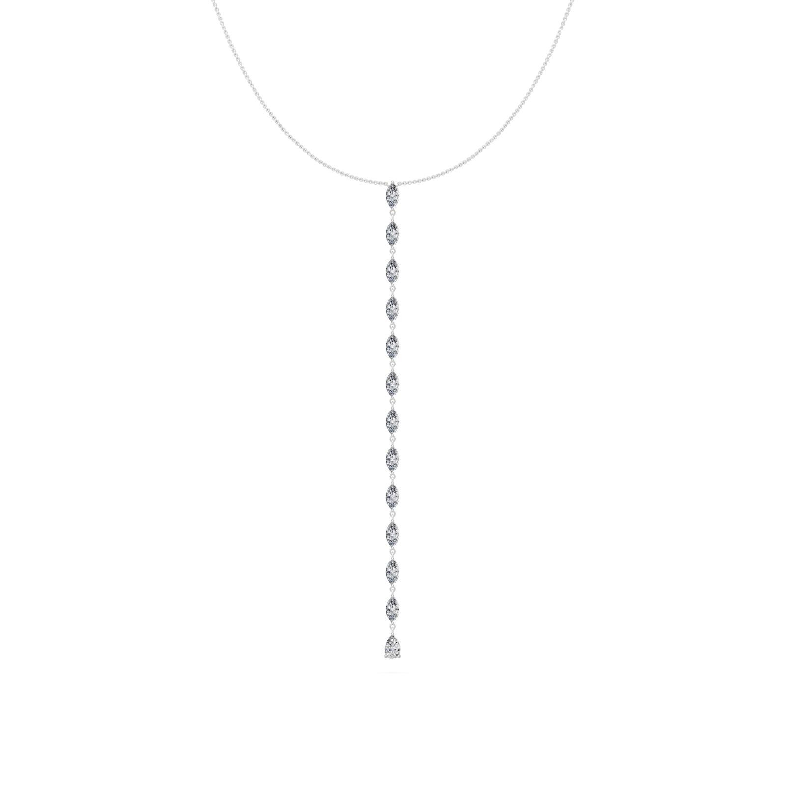 2.3 Ct Pear Marquise Cut Diamond Lariat Necklace VS1 D-F White Gold 14k