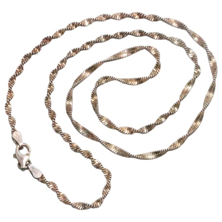 Vintage Sterling Silver 18 Inch Singapore Chain Necklace