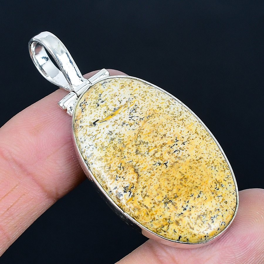 Picture Jasper Gemstone Handmade 925 Sterling Silver Jewelry Pendant 2.25″