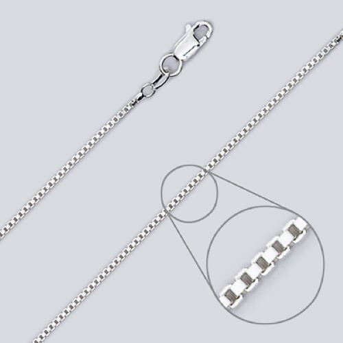 1.4mm Box Chain Italian .925 Sterling Silver Chain 16″ with Lobster Clasp