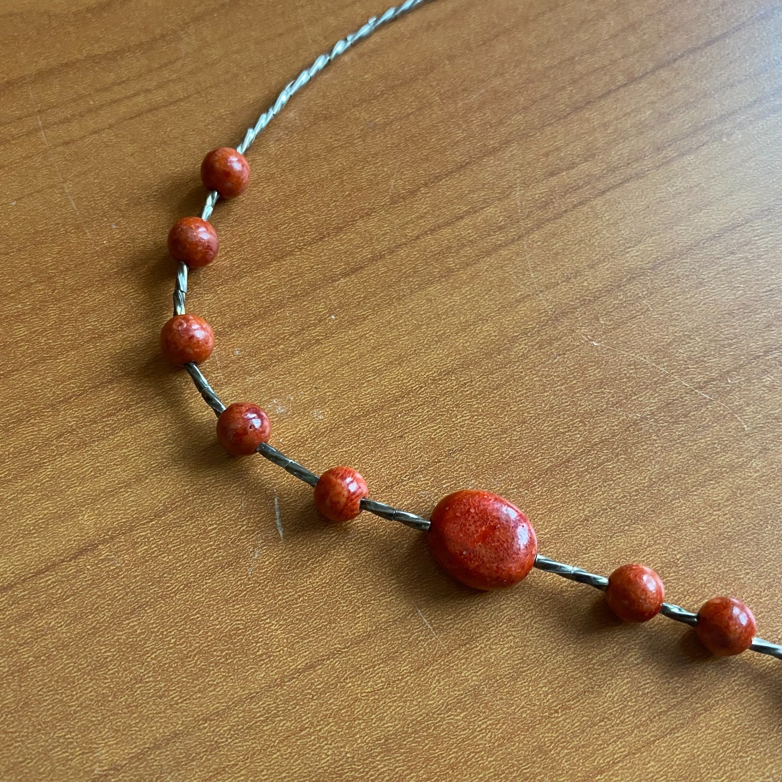 Choker necklace. 925 sterling silver. Plastic inserts with a natural stone imita