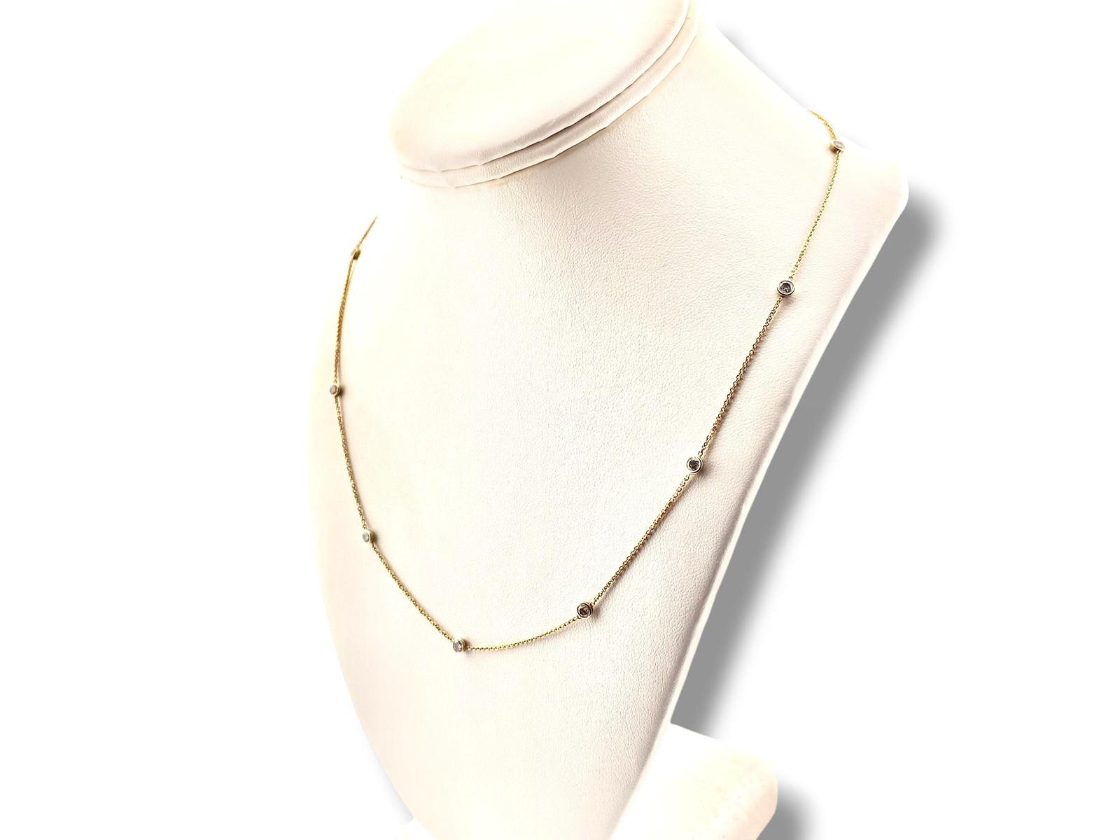 Vintage 14K Yellow Gold 1.00 CTW Natural Diamond By The Yard Station Necklace