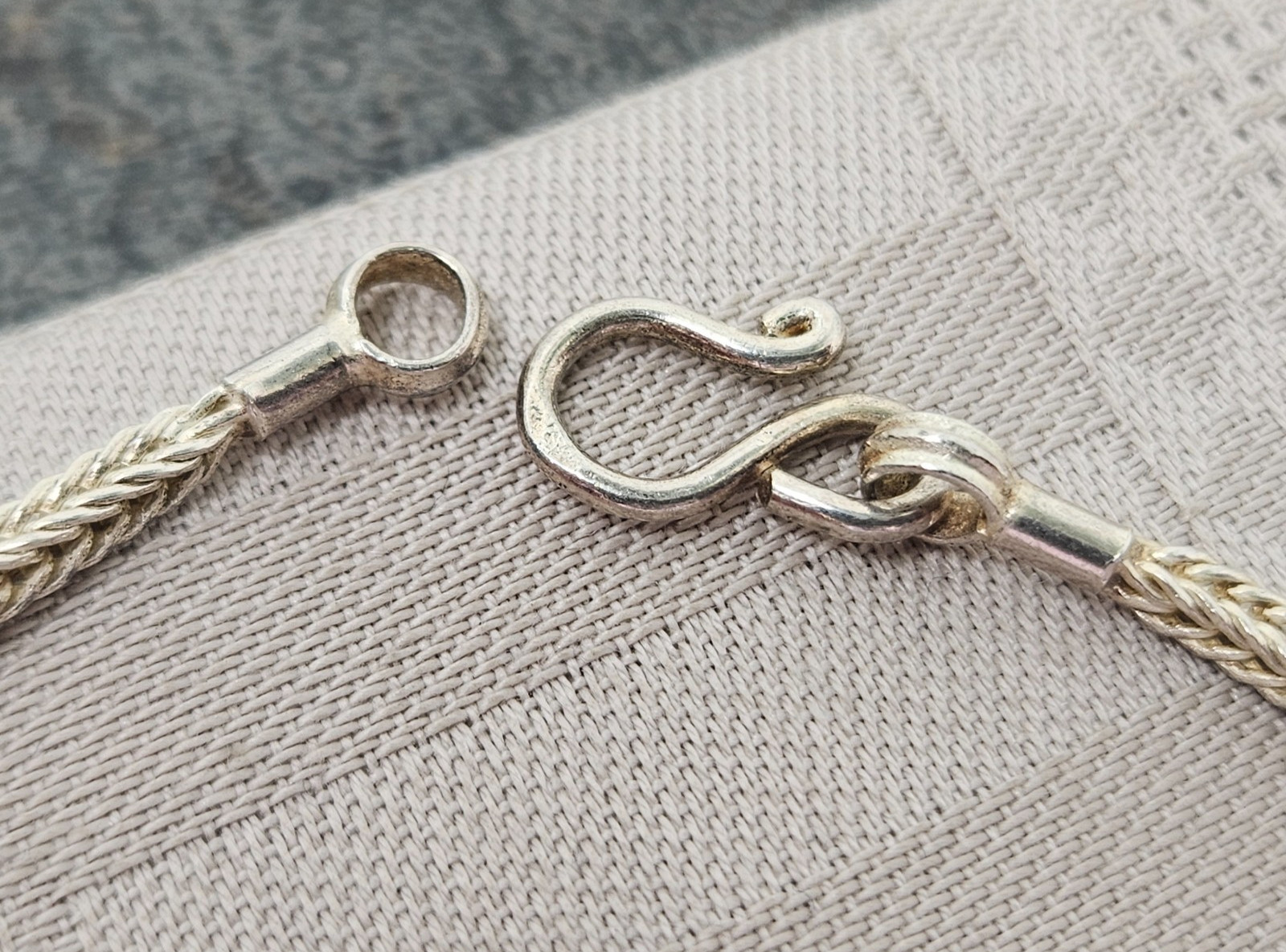 Vintage Sterling Silver 925 Foxtail Necklace 16″ Chain S-Hook Clasp Minimalist