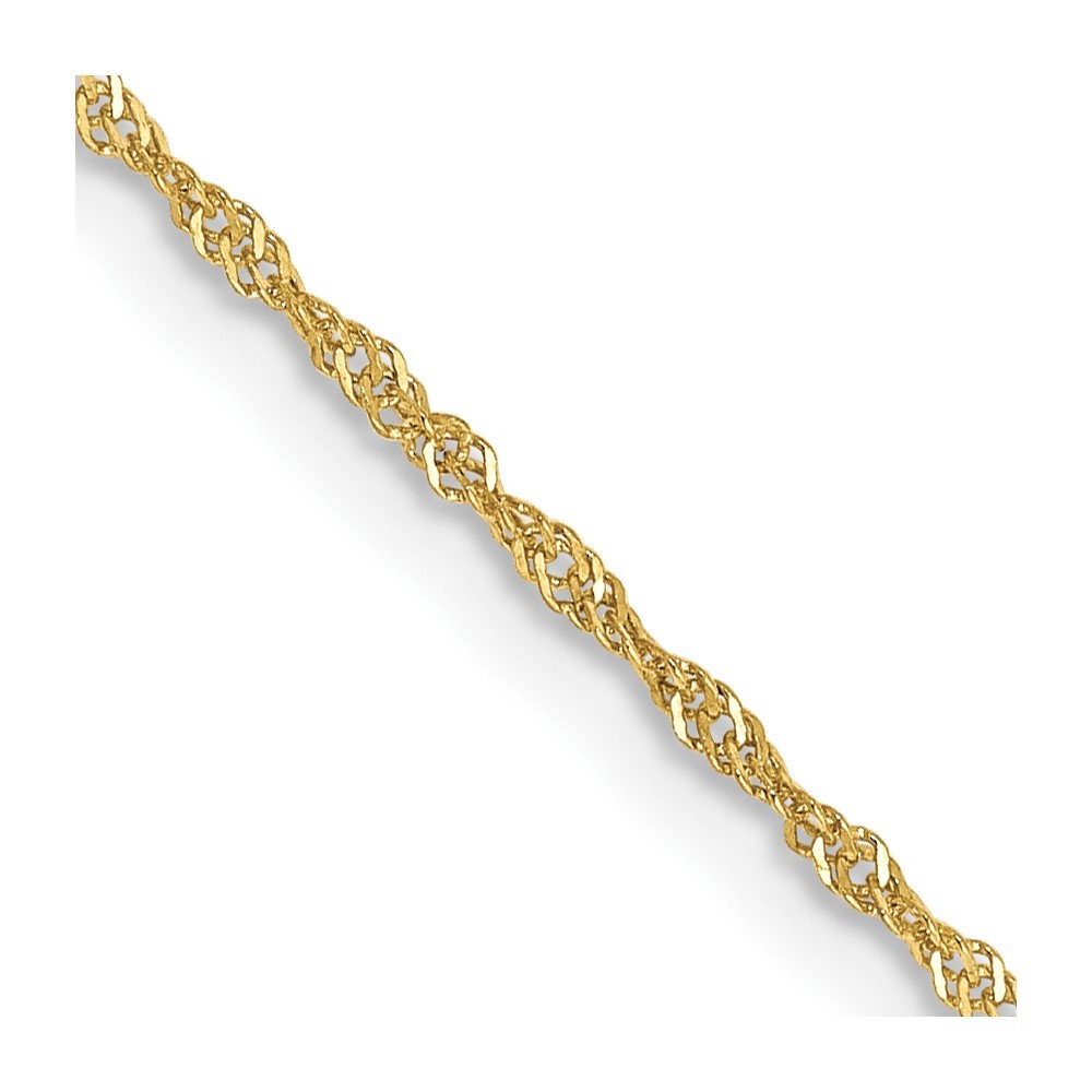 10k Yellow Gold 1.1mm Singapore Chain Necklace 14″ for Women 0.76gm