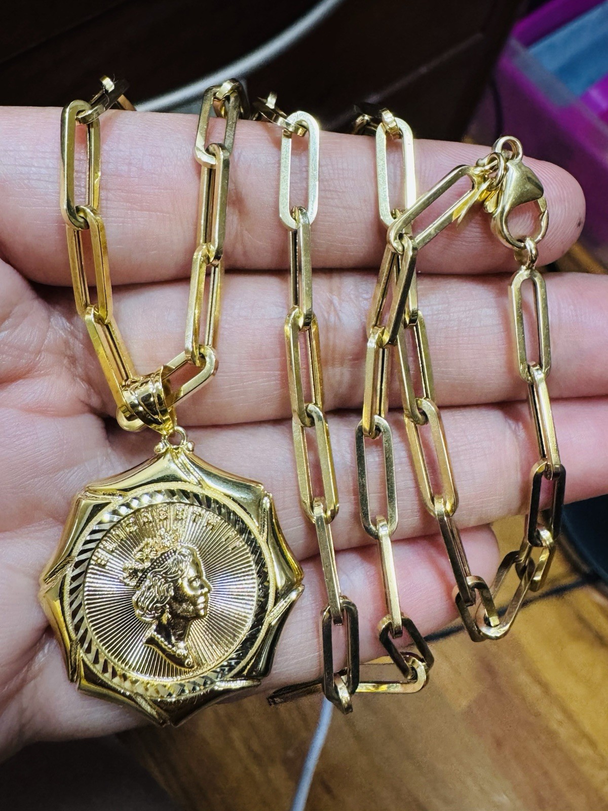 18K 750 Genuine Saudi UAE Real Fine Gold Queen Set Necklace 20” Inch 14.9g 4.5mm