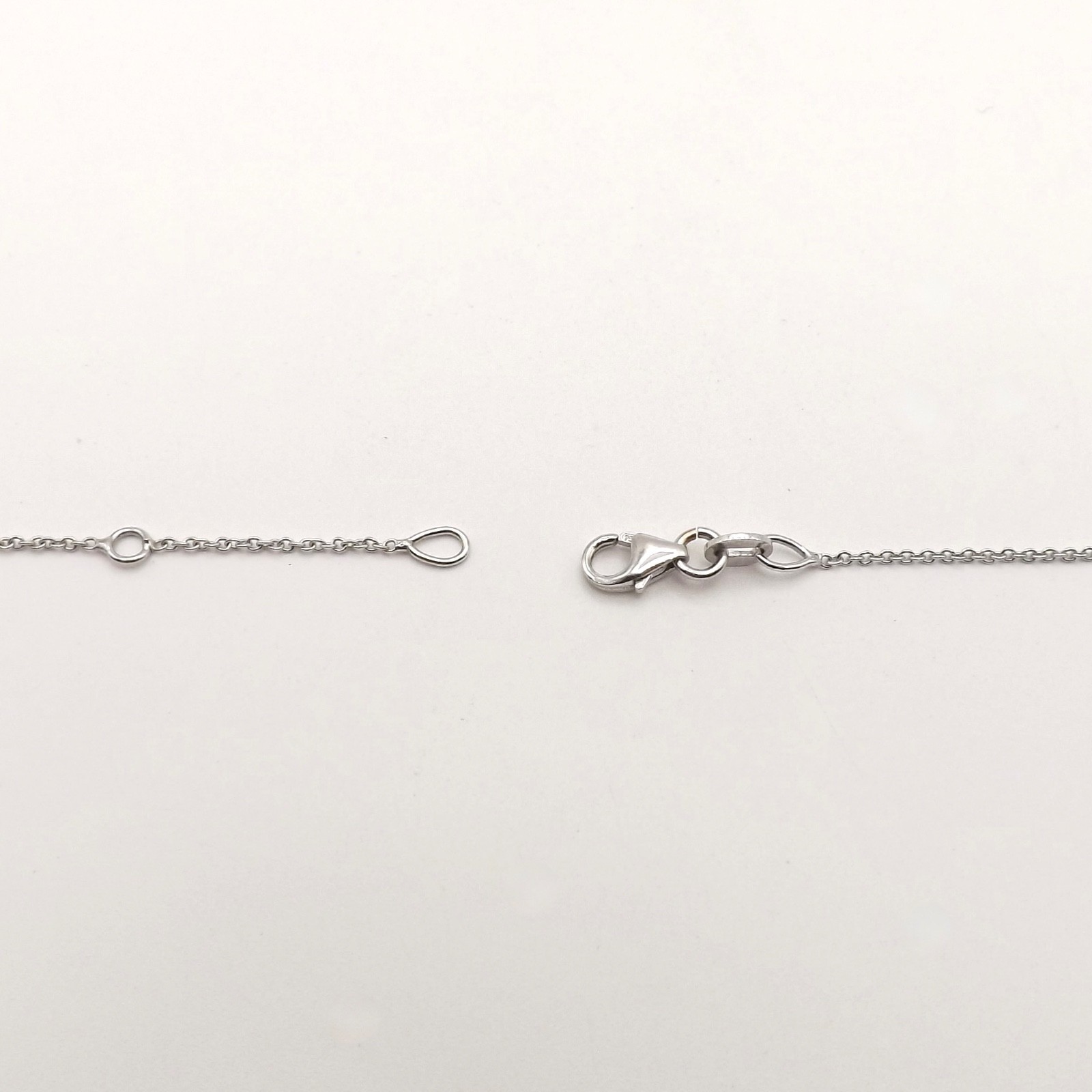 Solid 18k White Gold Cable Link Pendant Chain Necklace Adjustable 16in to 17in