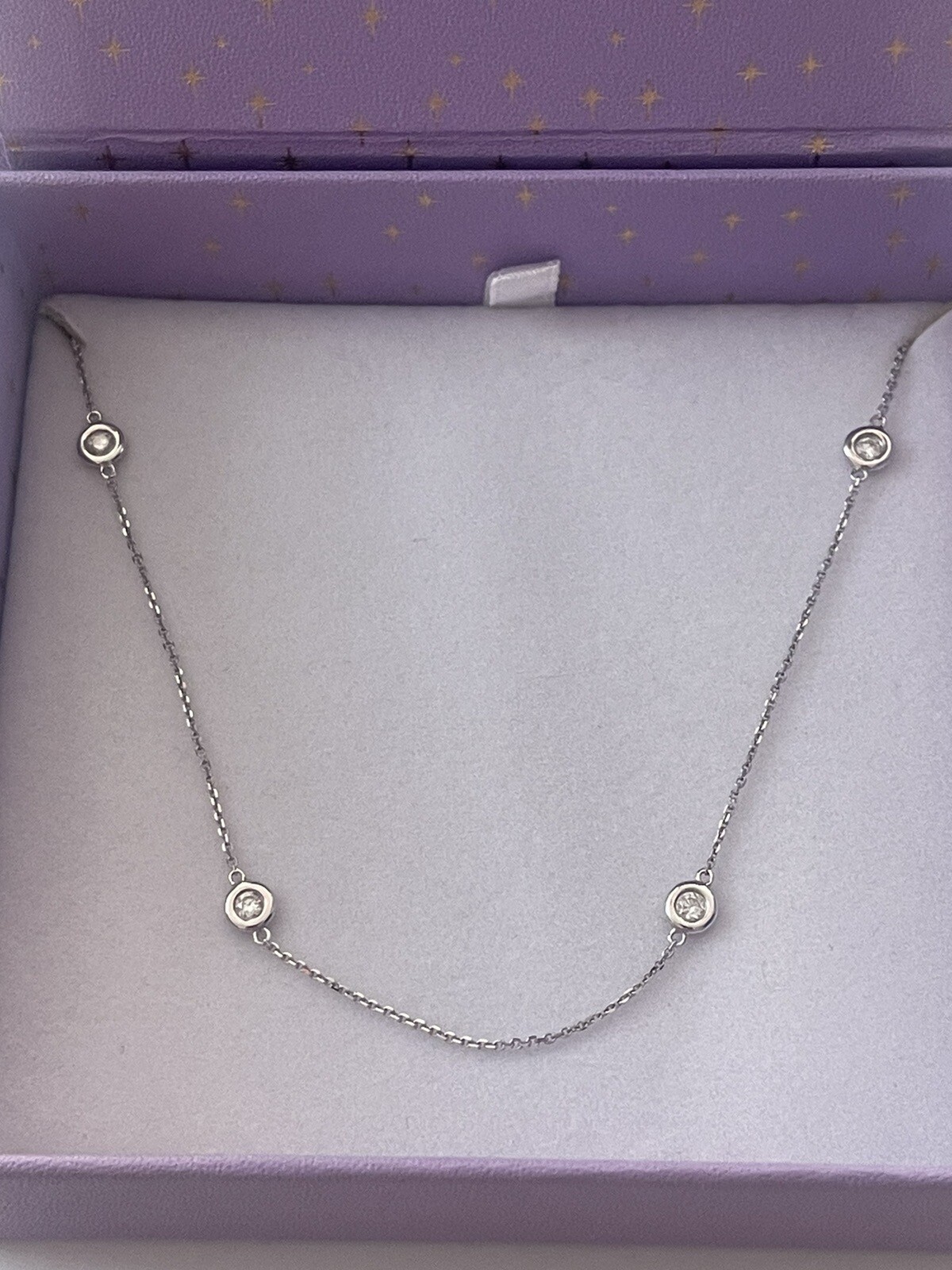 5 Stone 14k White Gold 0.50CT Natural Diamond By The Yard Station Her Pendant