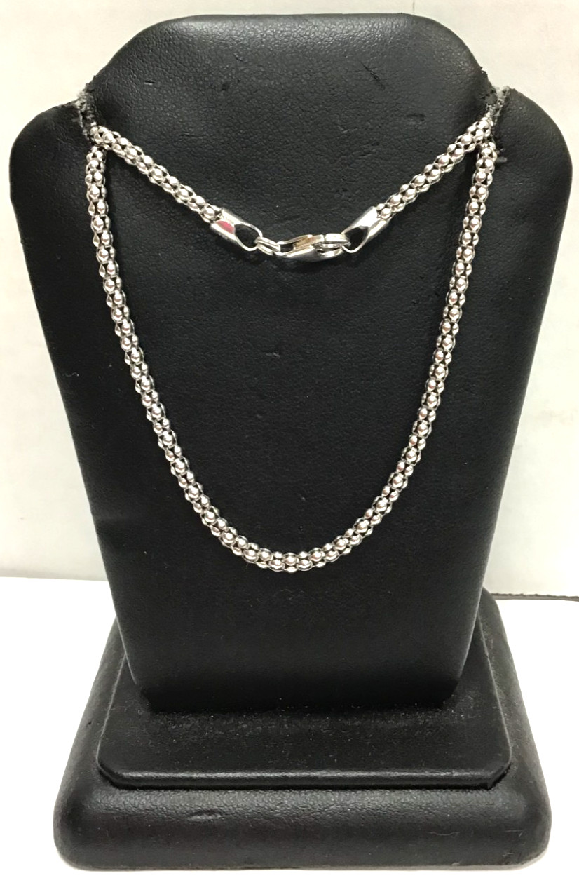 (MA3) Ladies 925 Sterling Silver 7.1 Grams Popcorn Link Chain/Necklace 16″