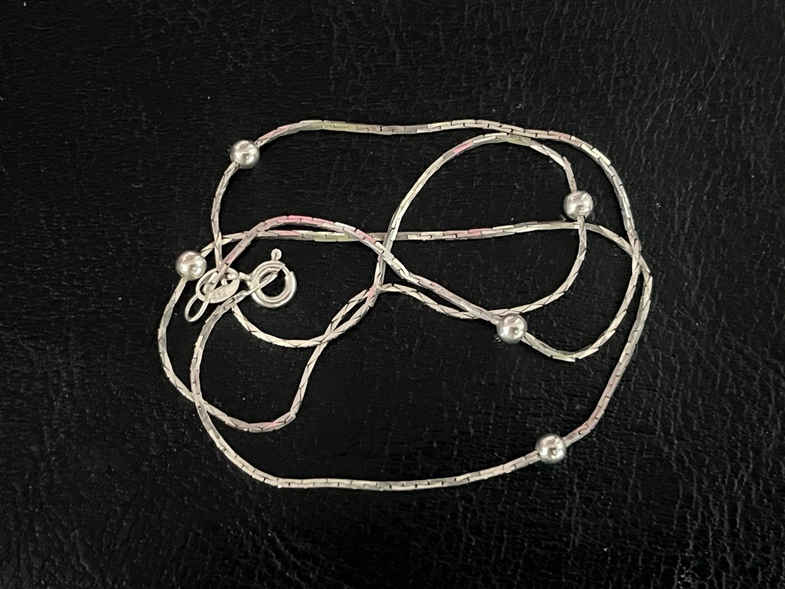 925 ITALY STERLING SILVER Beaded Chain 41 cm