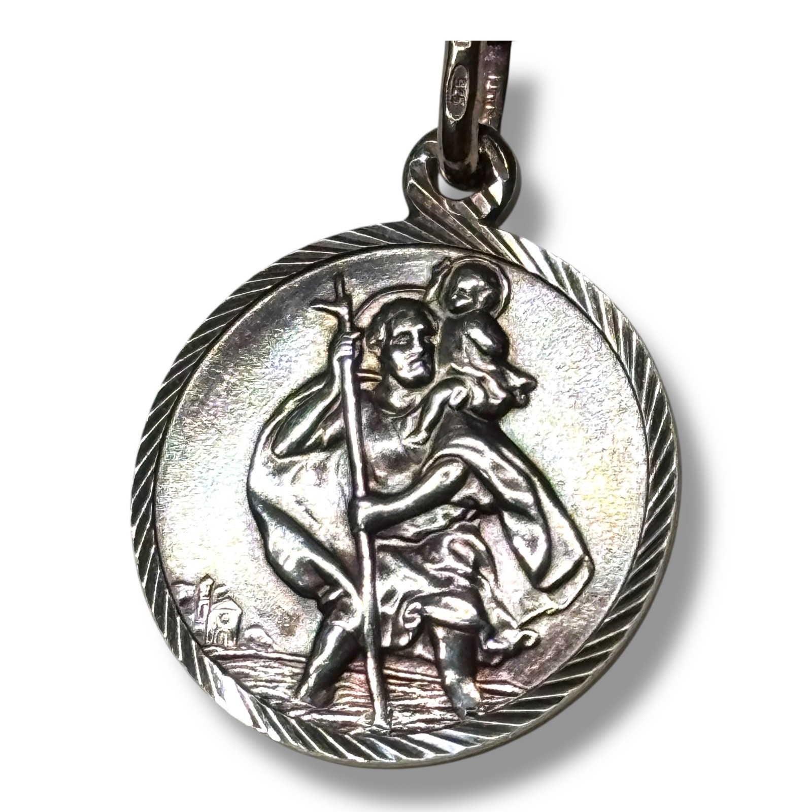 c.1970s UnoAErre Sterling Silver St Christopher Pendant Necklace Chapelle Boxed