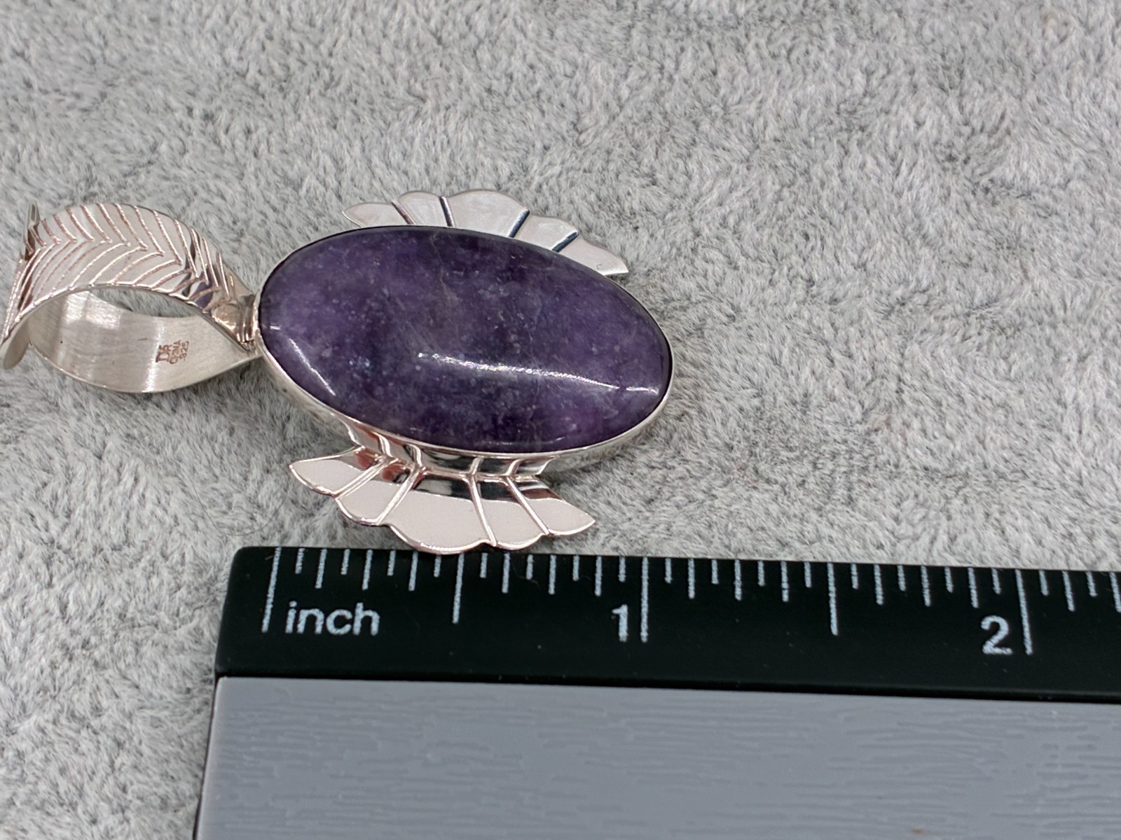 Jay King DTR Purple Lepidolite Freeform Modernist Pendant Sterling 925 Cabochon