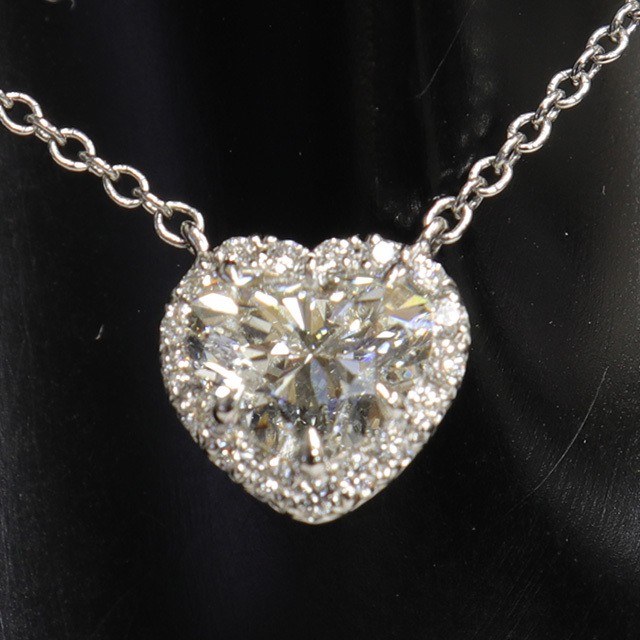 Tiffany & Co. Solest Heart Shape Necklace PT950 Diamond 0.85ct I VS2 NONE 655673